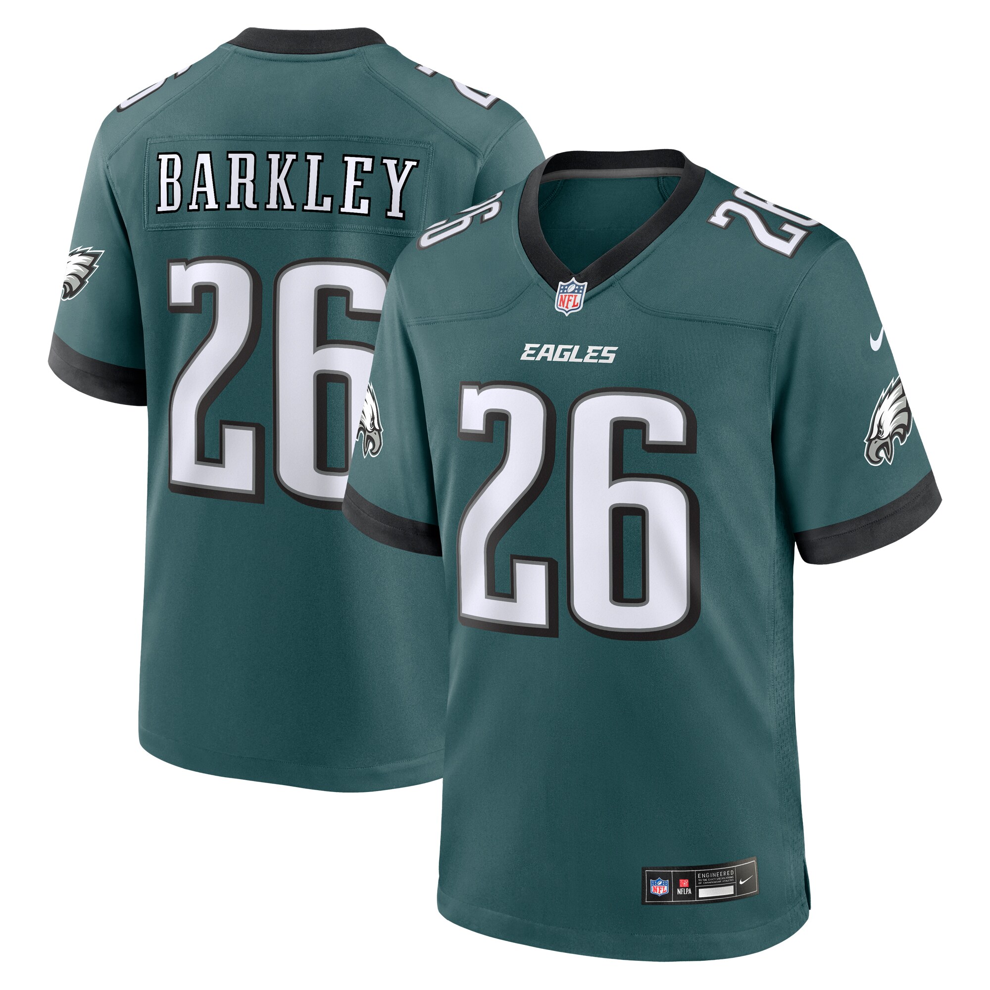 Men's Philadelphia Eagles Saquon Barkley Midnight Green Game Player Jersey JS4200 nicesnker