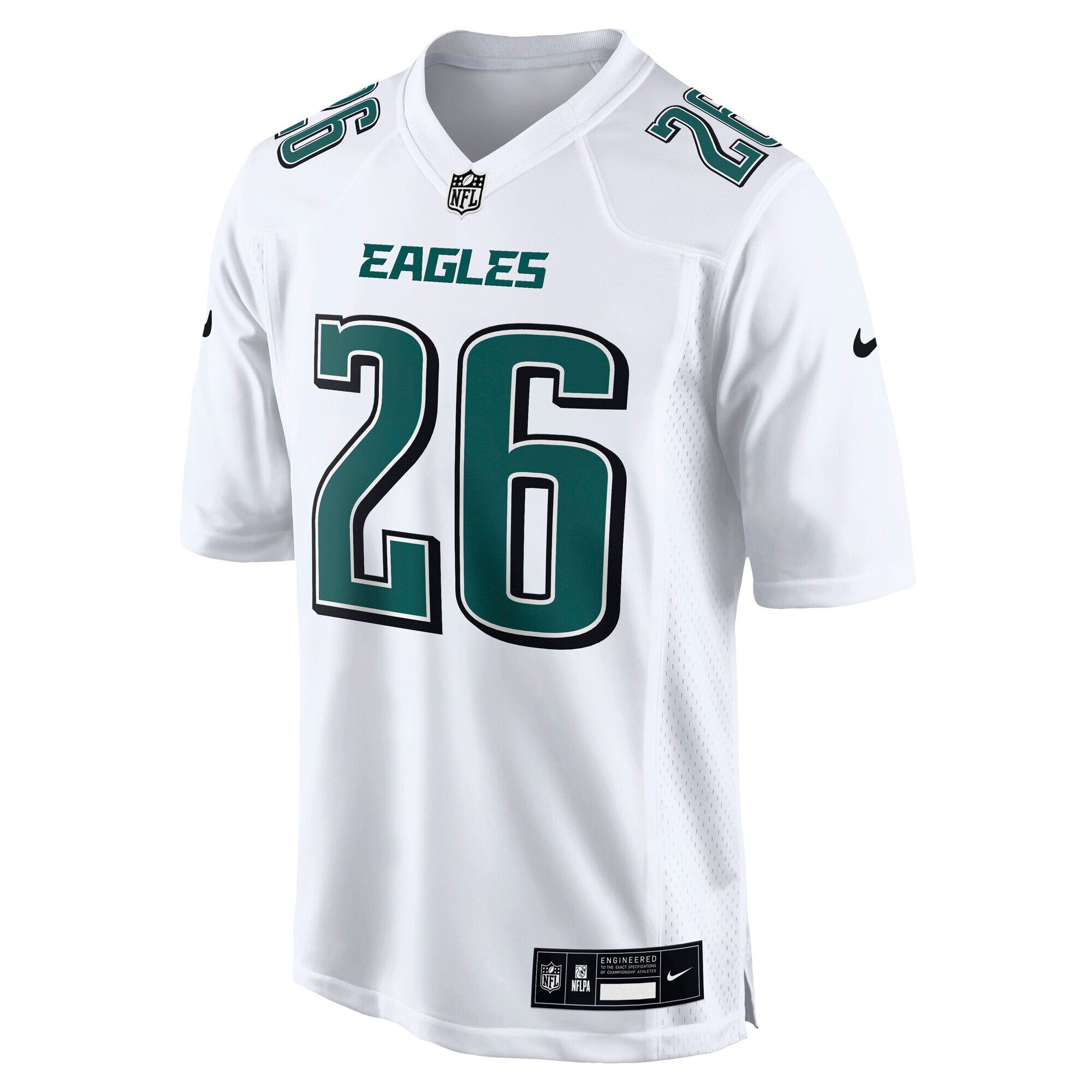 Alternative view of Men's Philadelphia Eagles Saquon Barkley Tundra White Fashion Game Jersey JS6176 nicesnker
