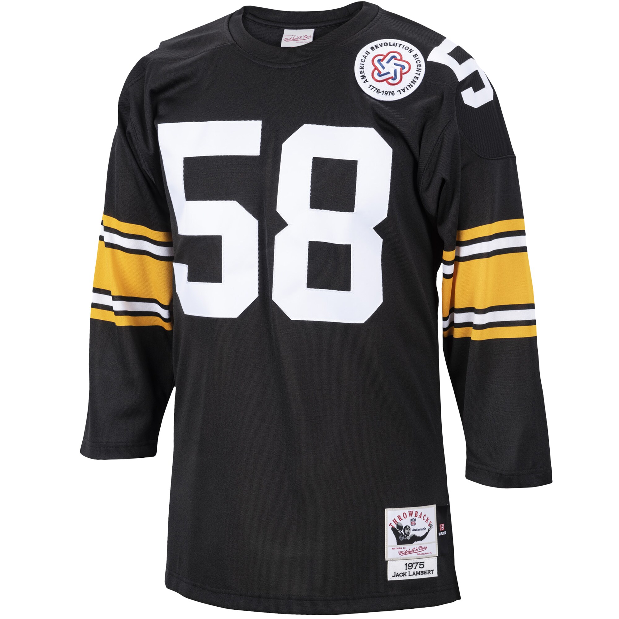 Alternative view of Men's Pittsburgh Steelers 1975 Jack Lambert Mitchell & Ness Black Throwback Retired Player Jersey JS5027 nicesnker