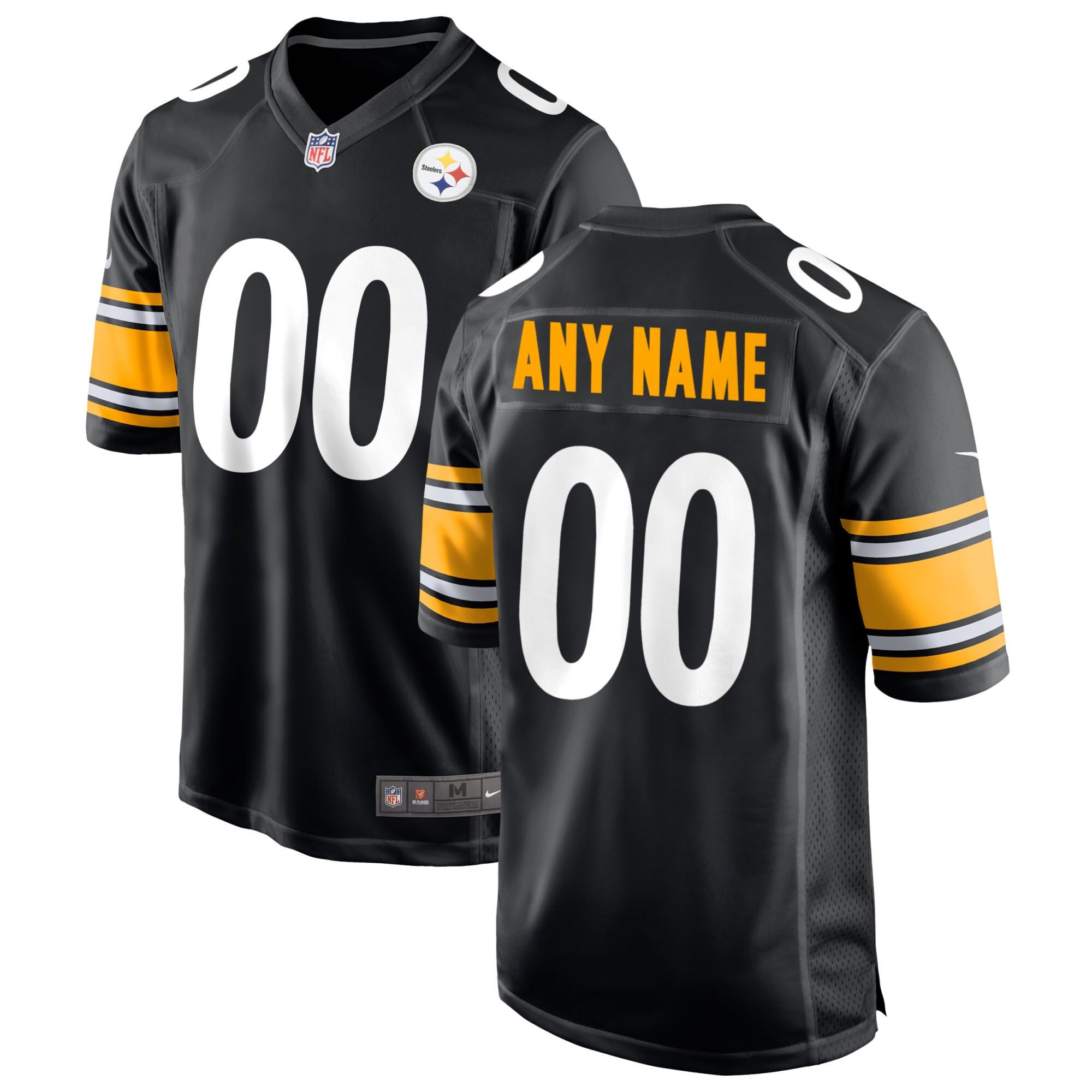Men's Pittsburgh Steelers Black Custom Game Jersey JS2159 nicesnker