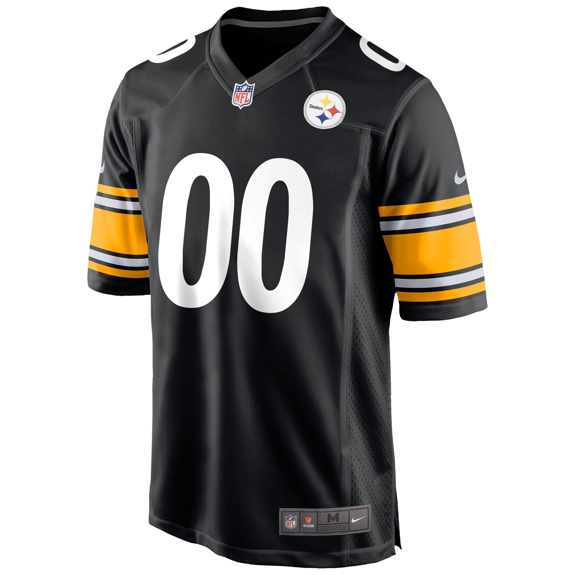 Alternative view of Men's Pittsburgh Steelers Black Custom Game Jersey JS2159 nicesnker