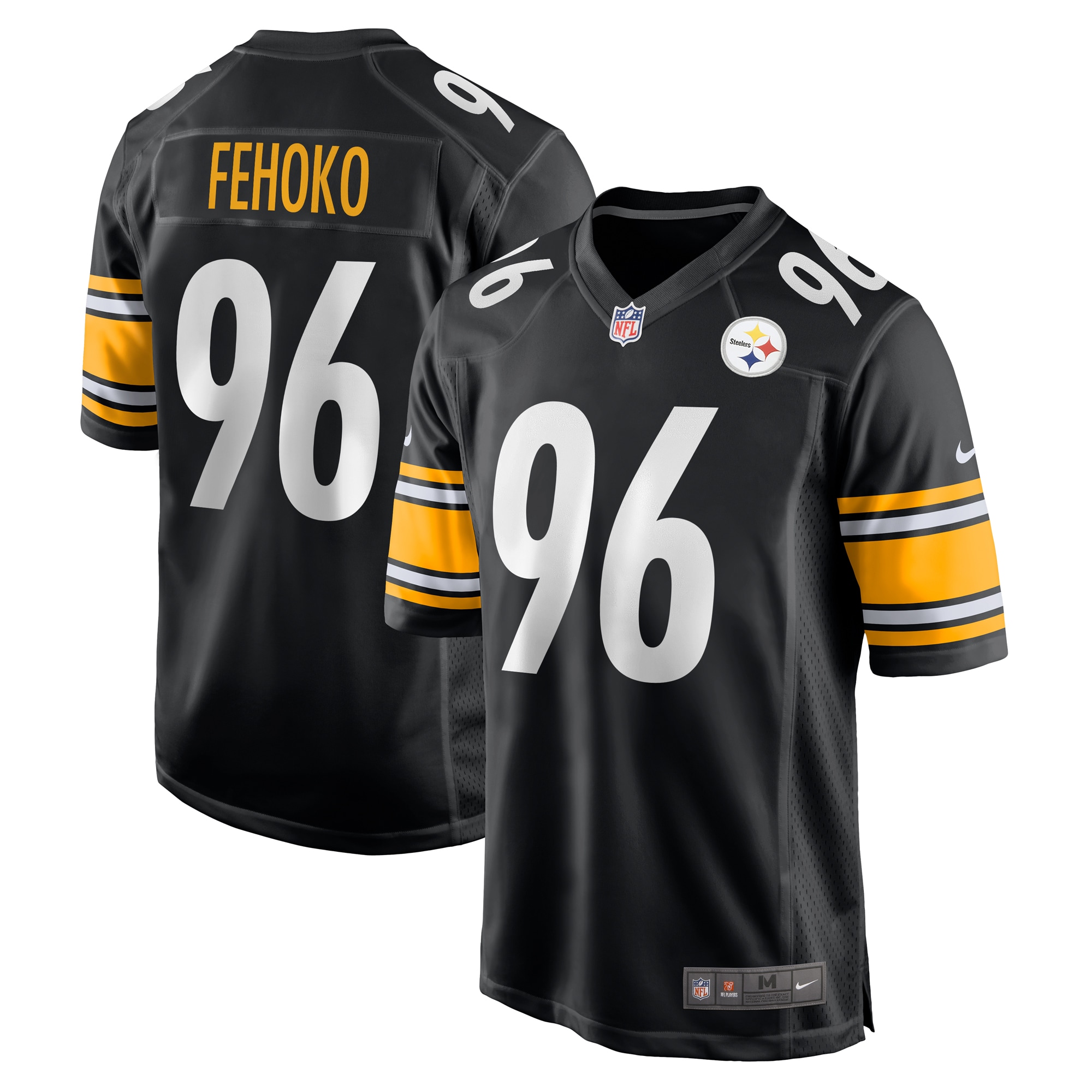 Men's Pittsburgh Steelers Breiden Fehoko Black Game Jersey JS7601 nicesnker