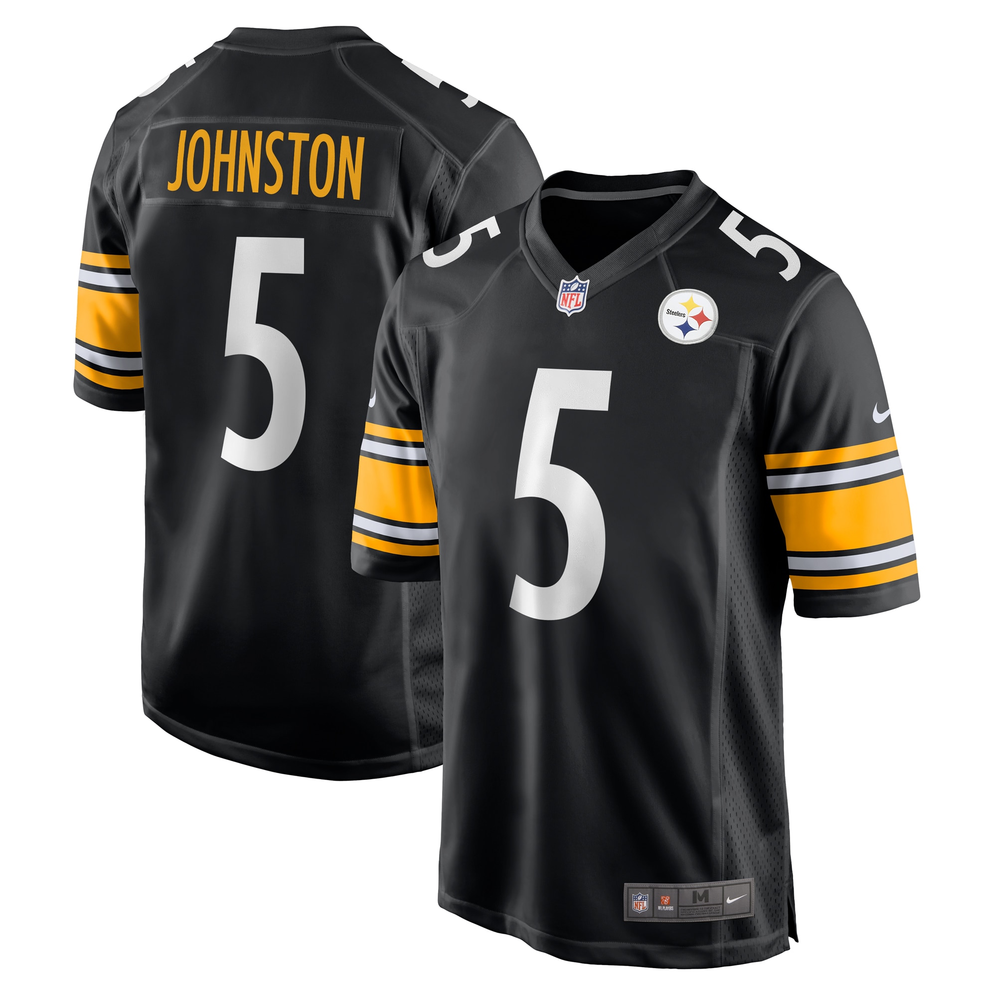 Men's Pittsburgh Steelers Cameron Johnston Black Game Jersey JS5992 nicesnker