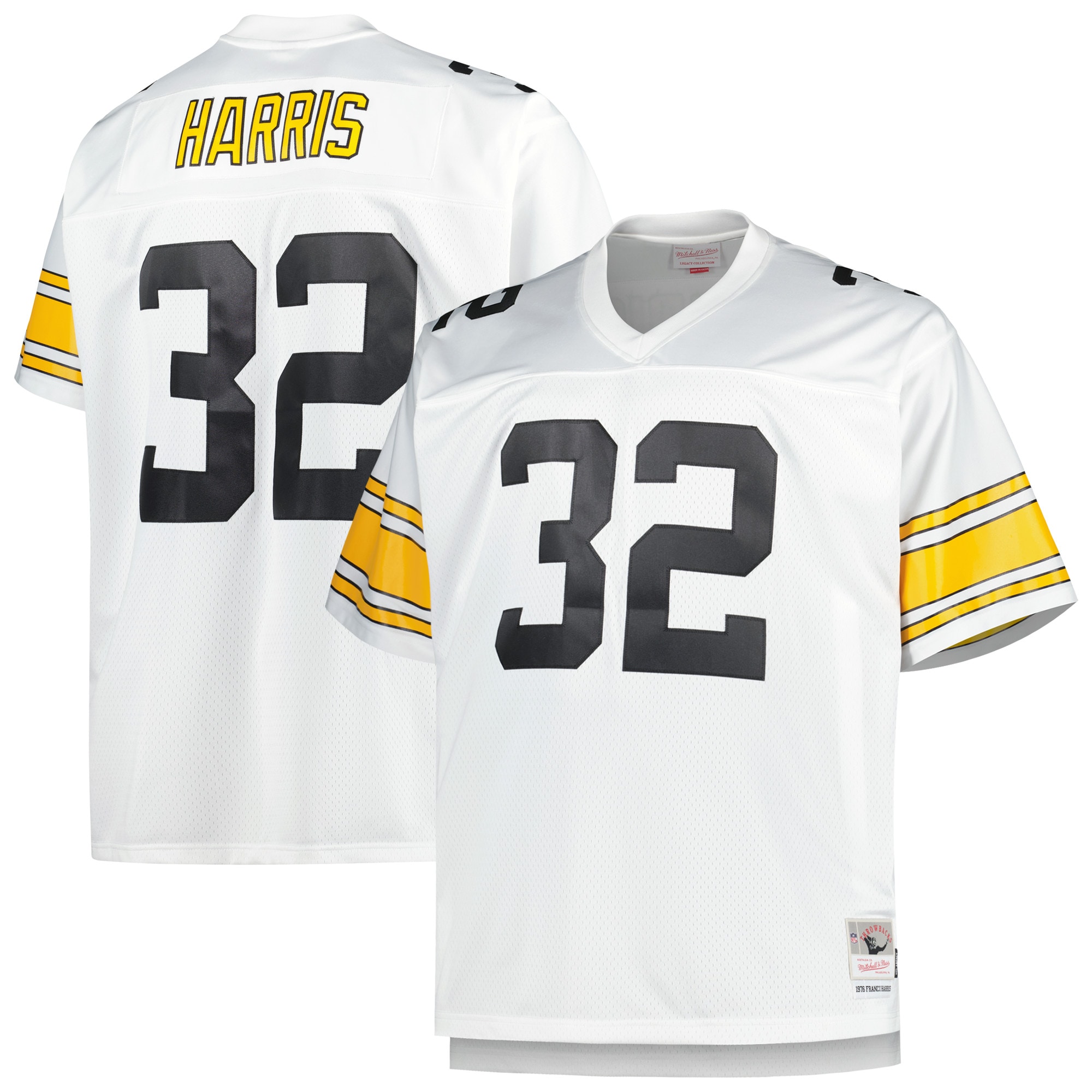 Men's Pittsburgh Steelers Franco Harris Mitchell & Ness White Big & Tall 1976 Retired Player Jersey JS8667 nicesnker