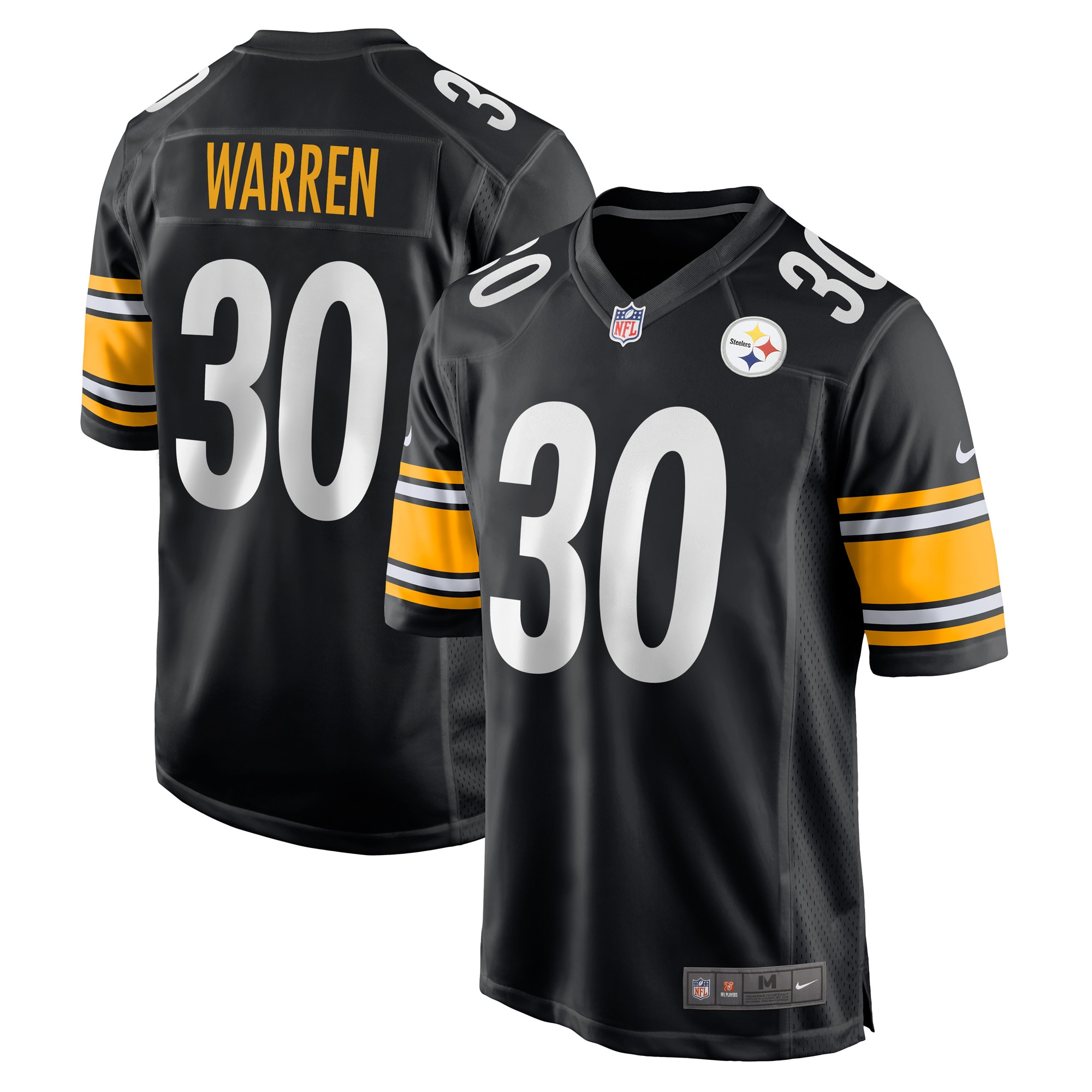 Men's Pittsburgh Steelers Jaylen Warren Black Game Player Jersey JS4807 nicesnker