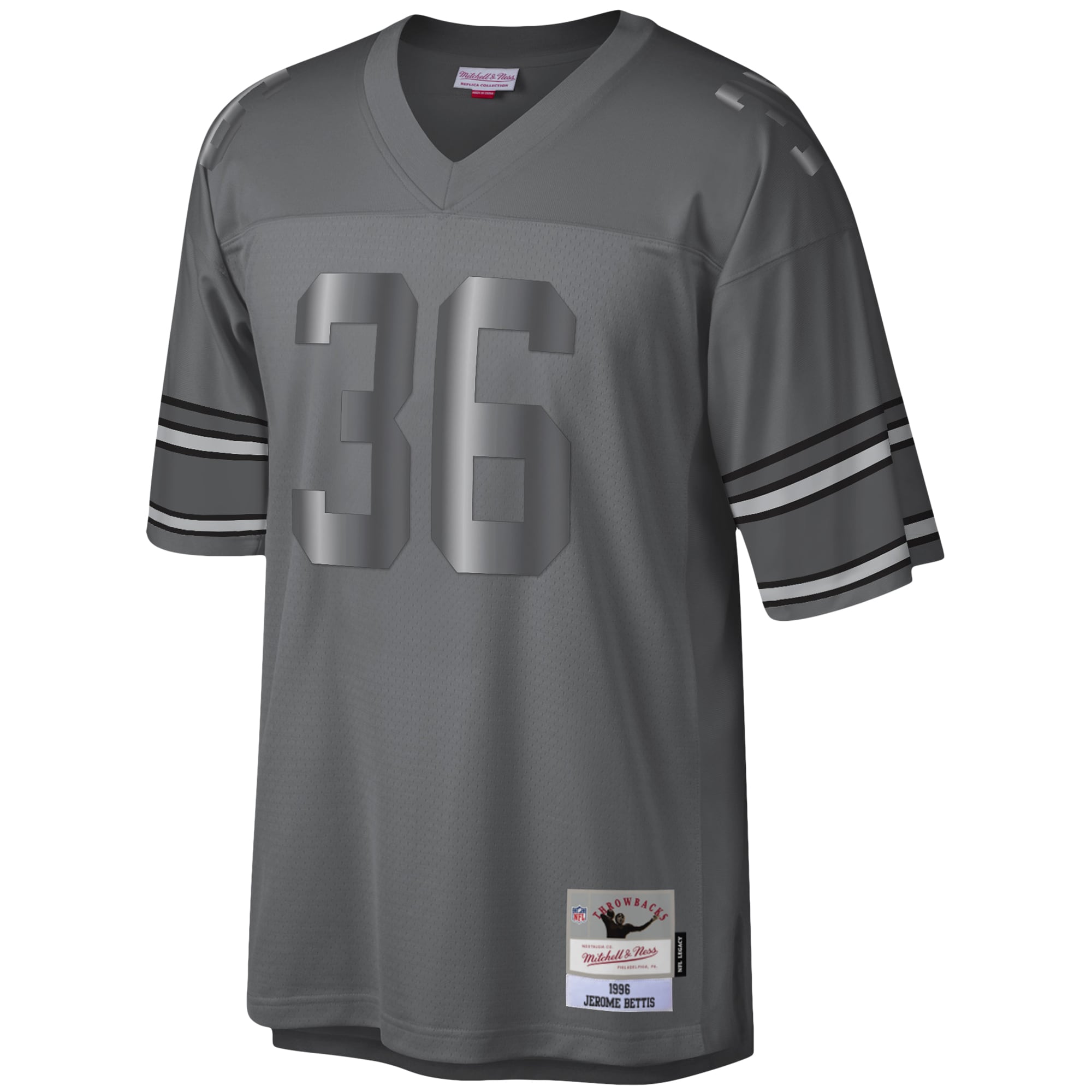 Alternative view of Men's Pittsburgh Steelers Jerome Bettis Mitchell & Ness Charcoal 1996 Retired Player Metal Legacy Jersey JS1765 nicesnker