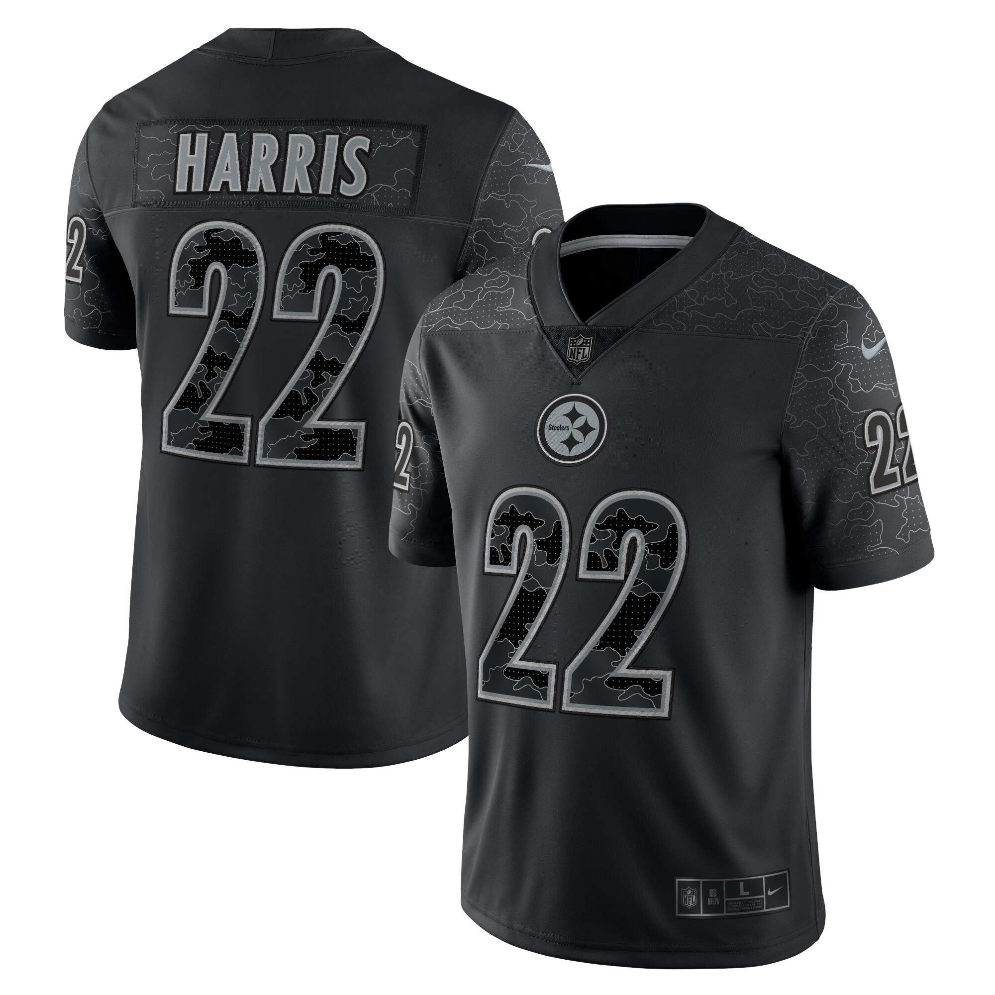 Men's Pittsburgh Steelers Najee Harris Black RFLCTV Limited Jersey JS7094 nicesnker