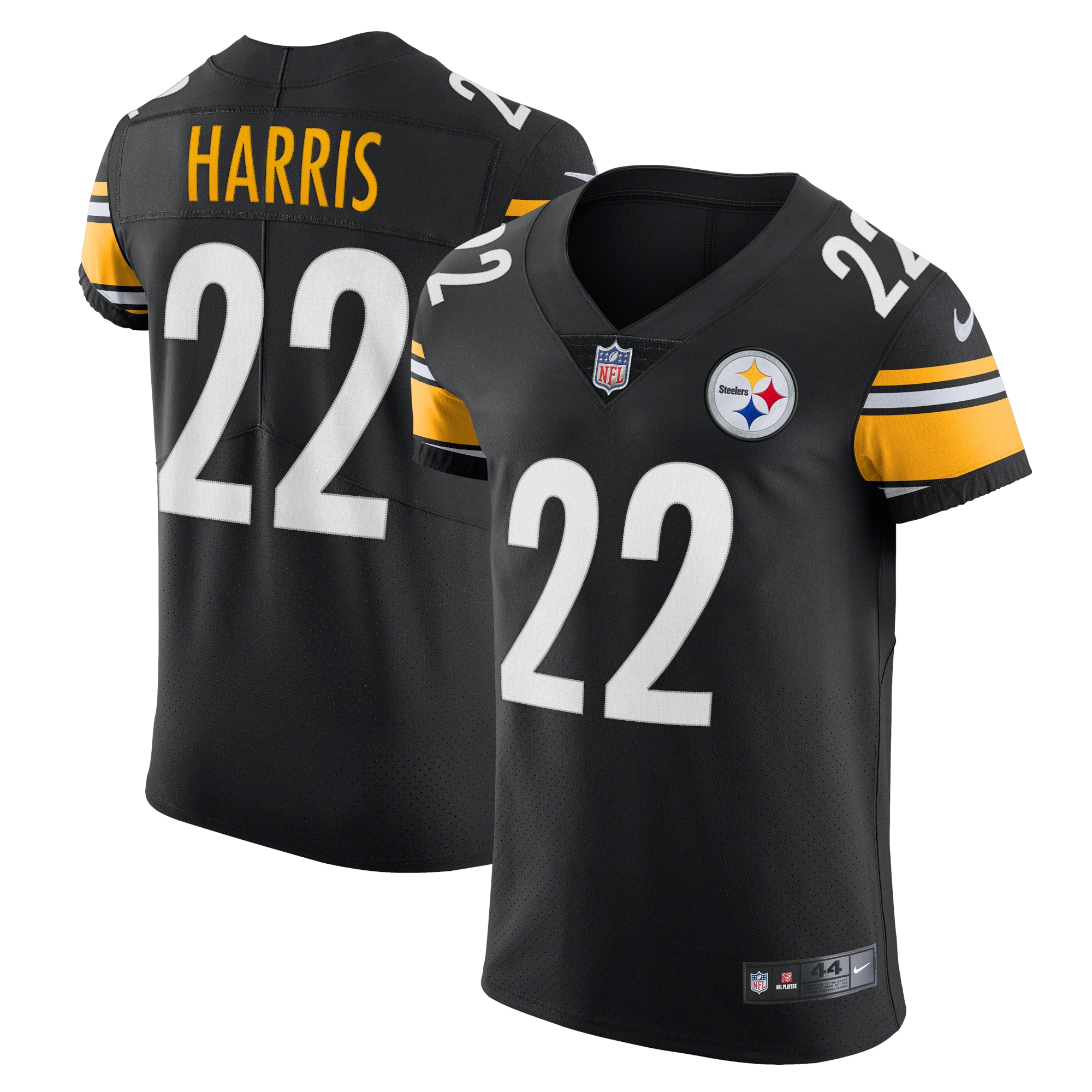Men's Pittsburgh Steelers Najee Harris Black Vapor Elite Jersey JS7392 nicesnker