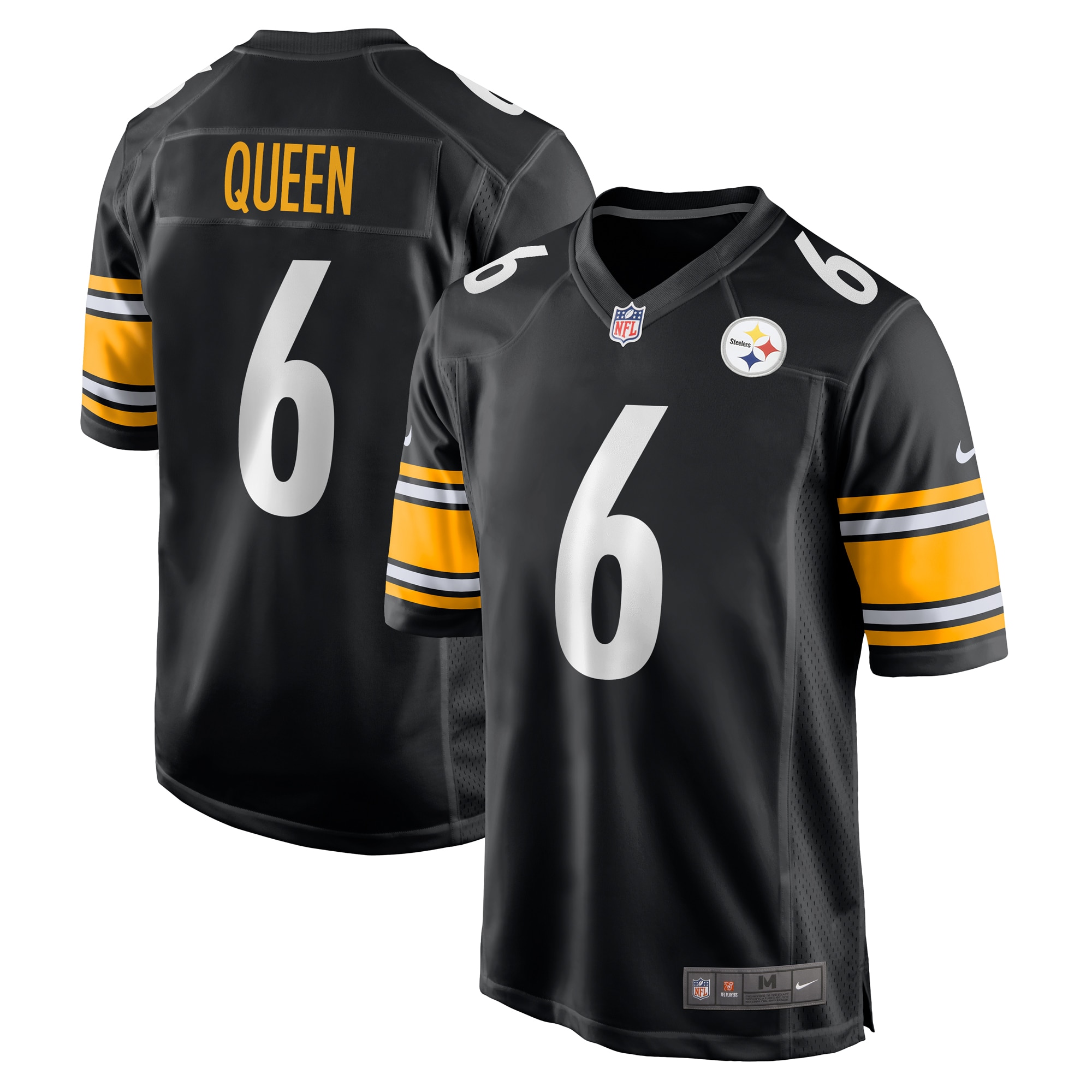 Men's Pittsburgh Steelers Patrick Queen Black Game Jersey JS4035 nicesnker
