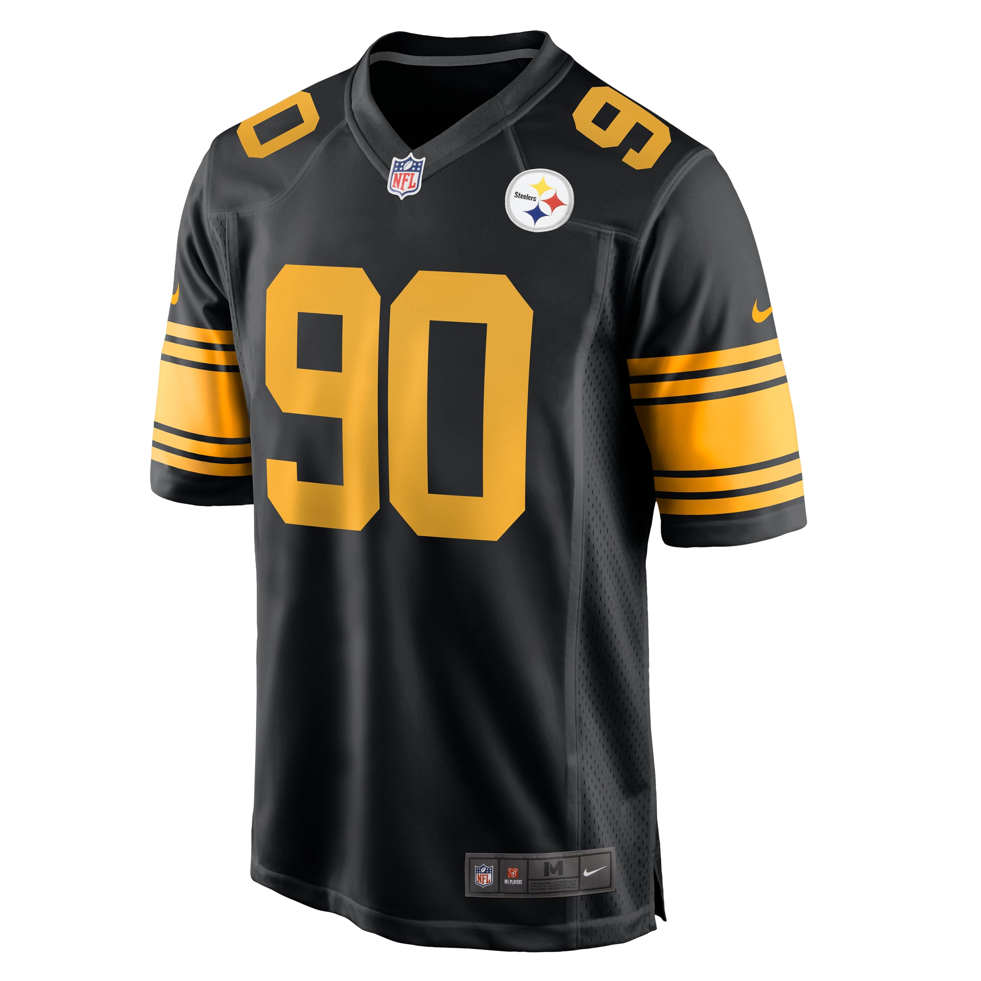 Alternative view of Men's Pittsburgh Steelers T.J. Watt Black Alternate Game Jersey JS8962 nicesnker