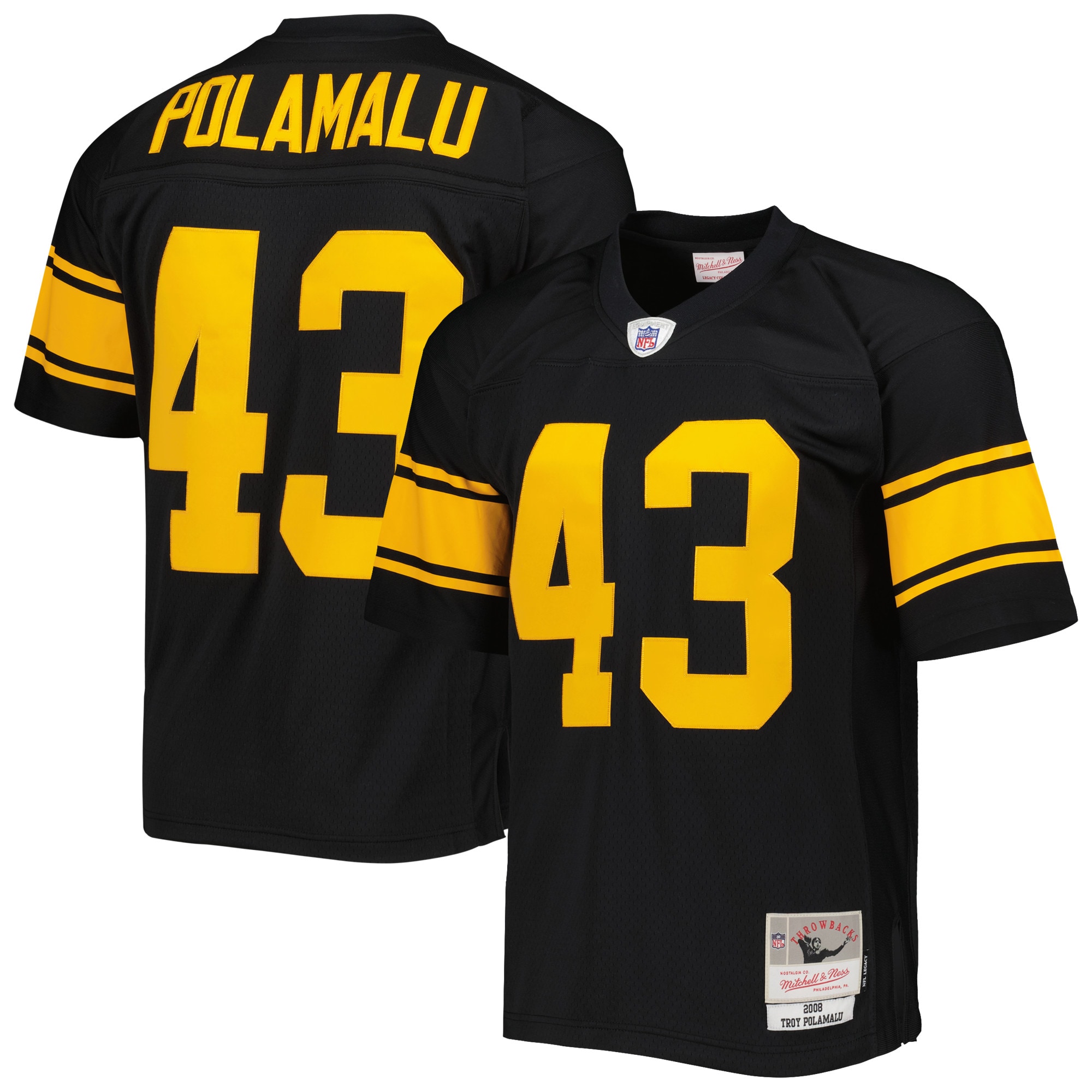 Men's Pittsburgh Steelers Troy Polamalu Mitchell & Ness Black Legacy Jersey JS7669 nicesnker