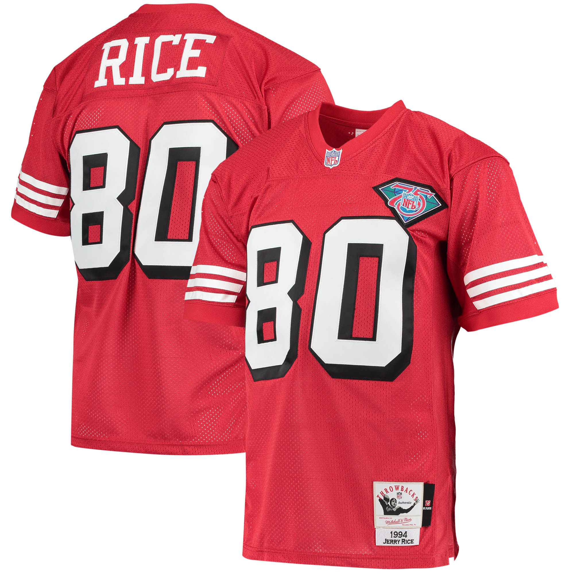 Men's San Francisco 49ers 1994 Jerry Rice Mitchell & Ness Scarlet Throwback Retired Player Jersey JS5825 nicesnker