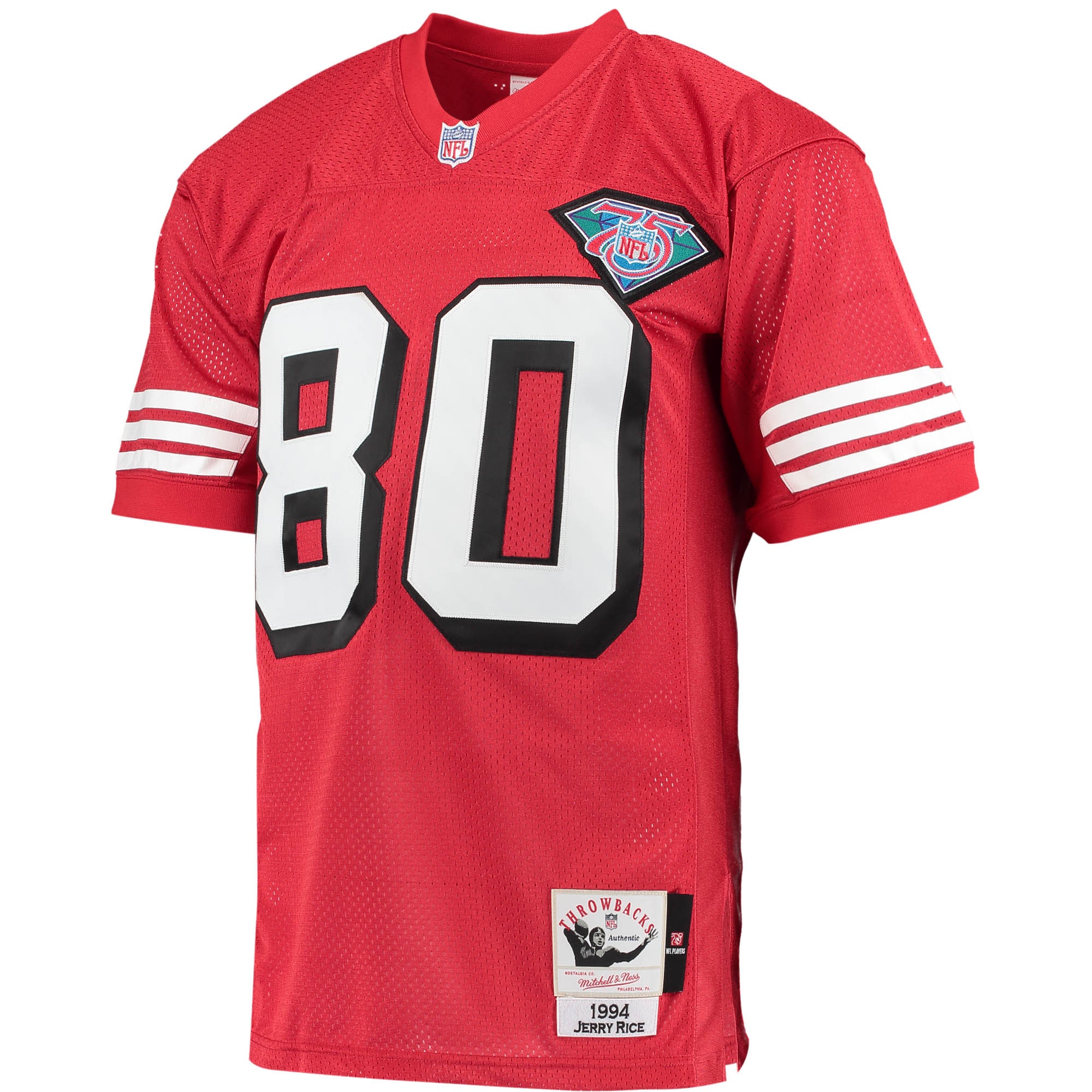 Alternative view of Men's San Francisco 49ers 1994 Jerry Rice Mitchell & Ness Scarlet Throwback Retired Player Jersey JS5825 nicesnker