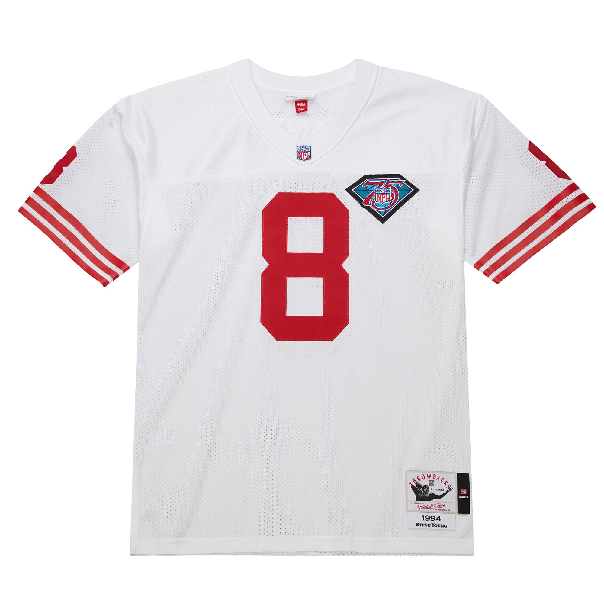 Alternative view of Men's San Francisco 49ers 1994 Steve Young Mitchell & Ness White Throwback Retired Player Jersey JS4282 nicesnker