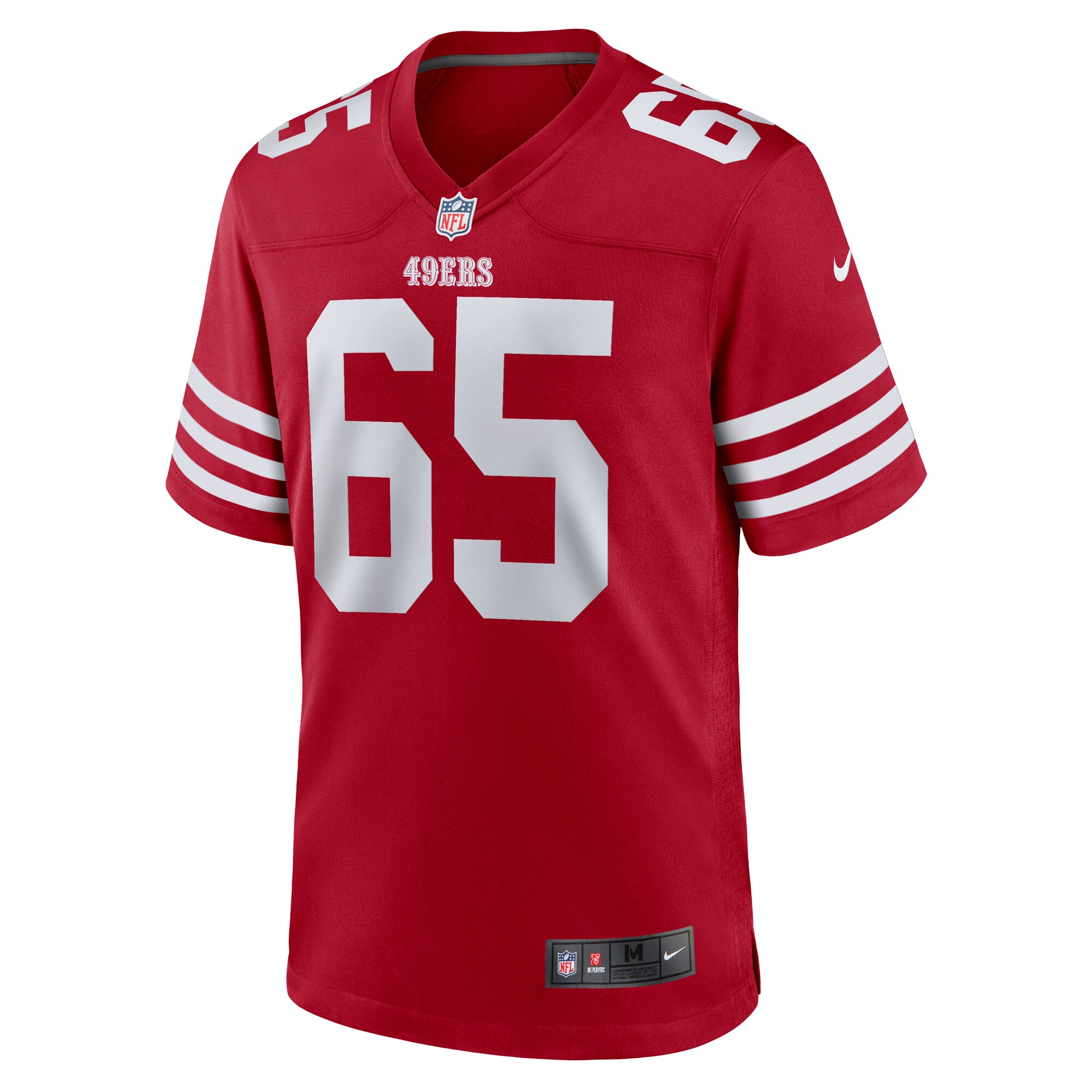 Alternative view of Men's San Francisco 49ers Aaron Banks Scarlet Team Game Jersey JS7734 nicesnker