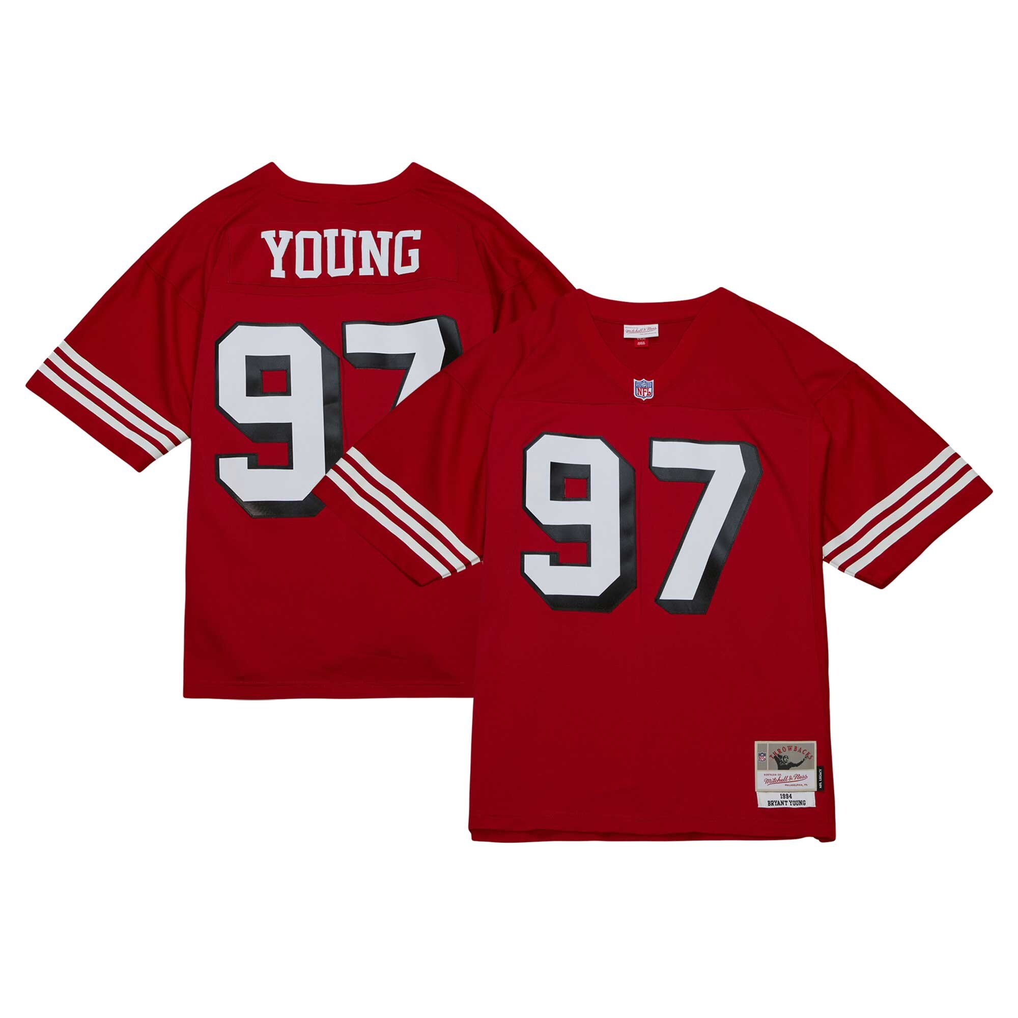 Men's San Francisco 49ers Bryant Young Mitchell & Ness Scarlet Legacy Jersey JS5097 nicesnker