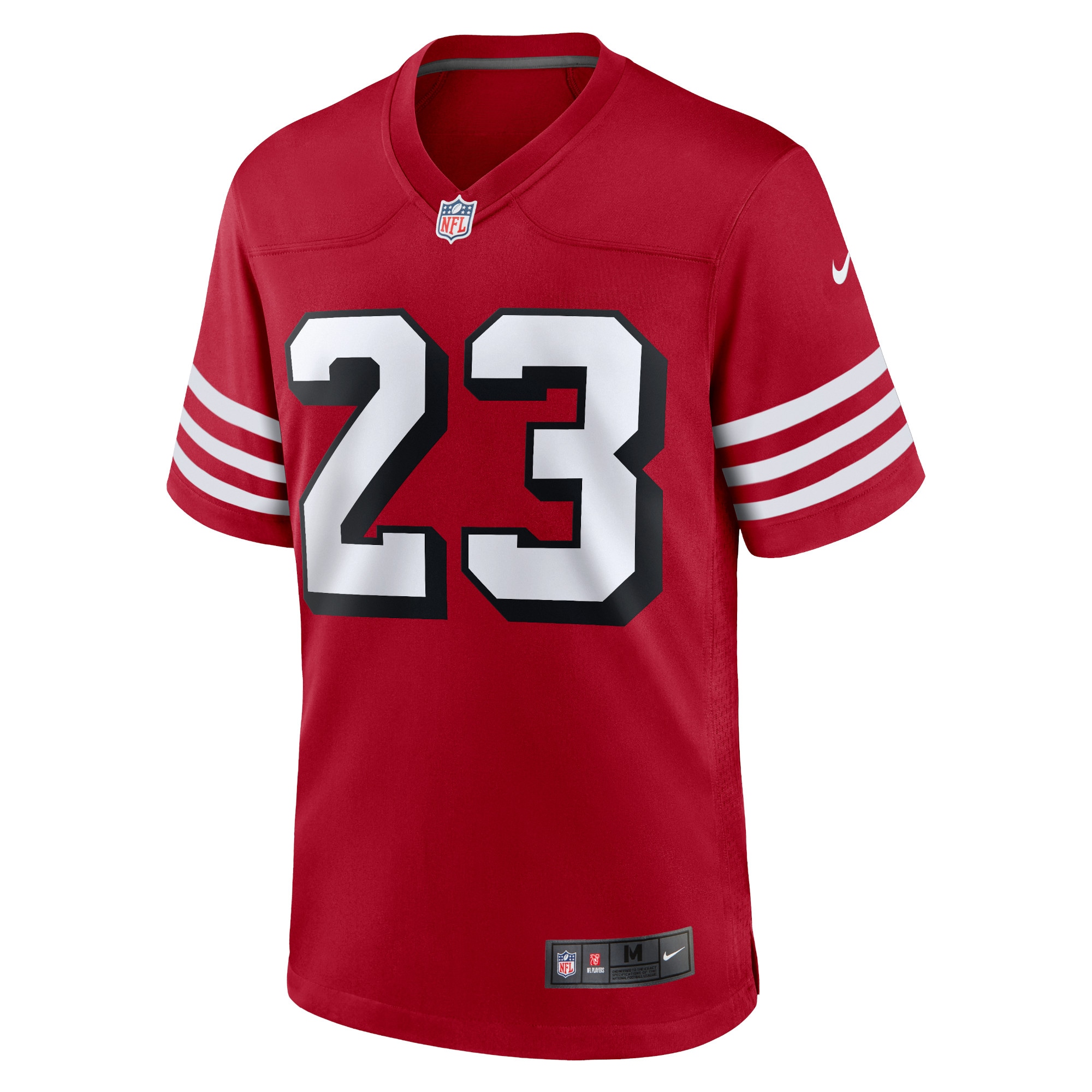 Alternative view of Men's San Francisco 49ers Christian McCaffrey Scarlet Alternate Game Player Jersey JS8991 nicesnker