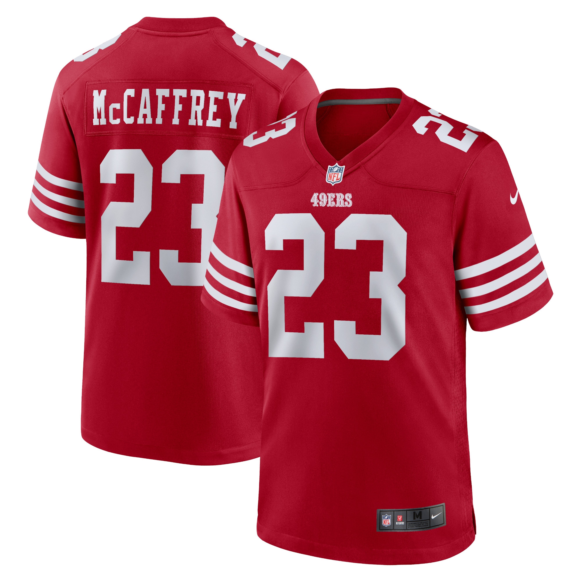 Men's San Francisco 49ers Christian McCaffrey Scarlet Game Player Jersey JS5181 nicesnker