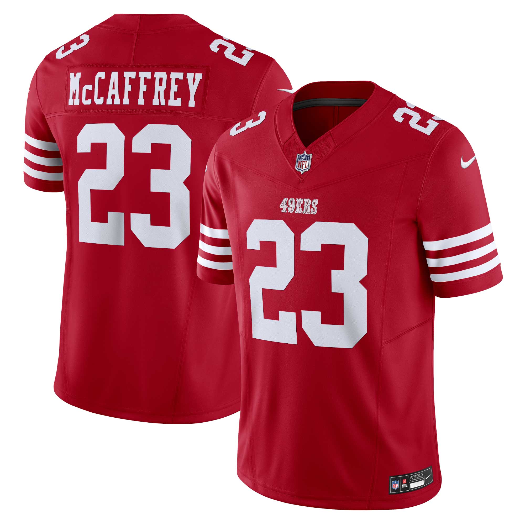 Men's San Francisco 49ers Christian McCaffrey Scarlet Vapor F.U.S.E. Limited Jersey JS4731 nicesnker