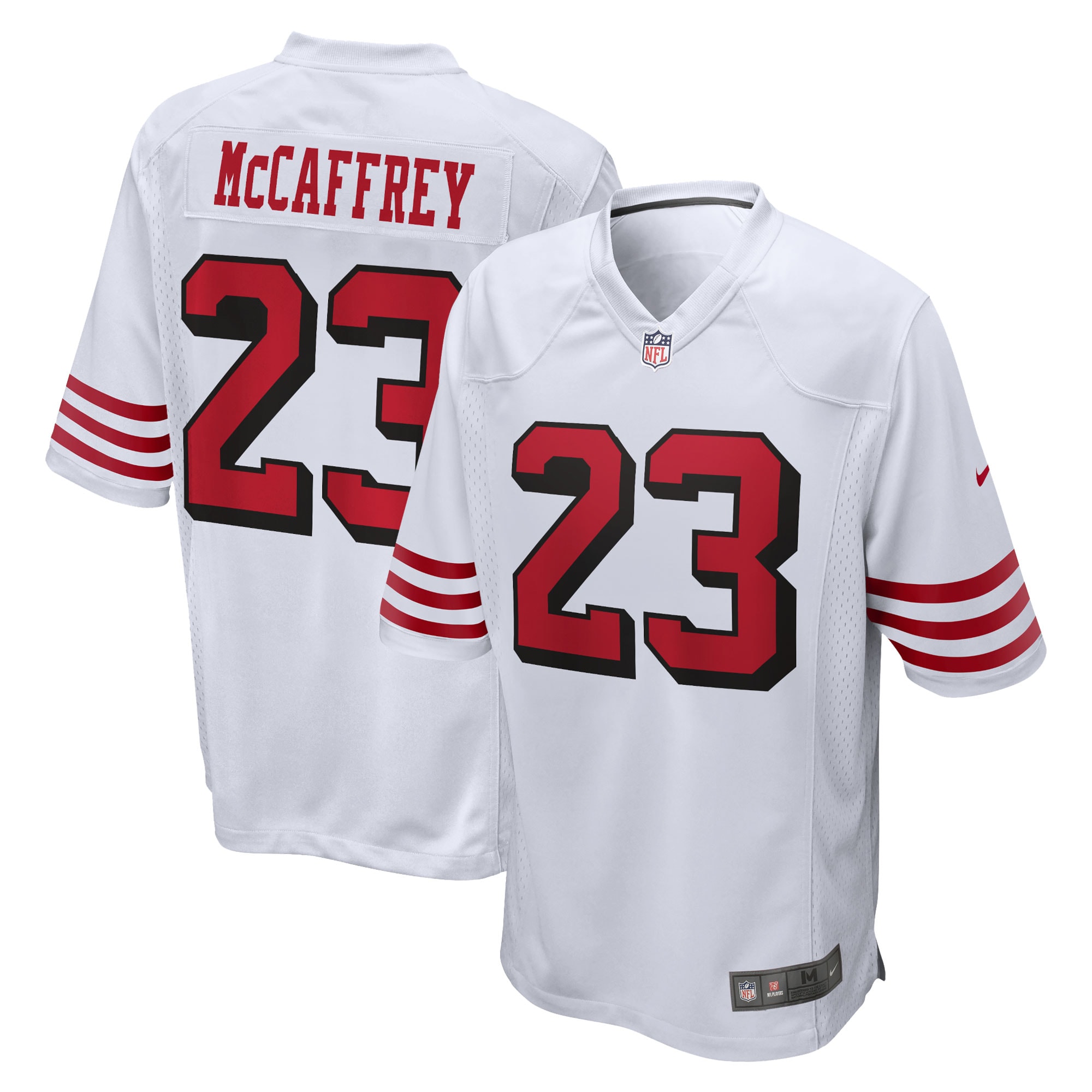 Men's San Francisco 49ers Christian McCaffrey White Game Jersey JS7249 nicesnker