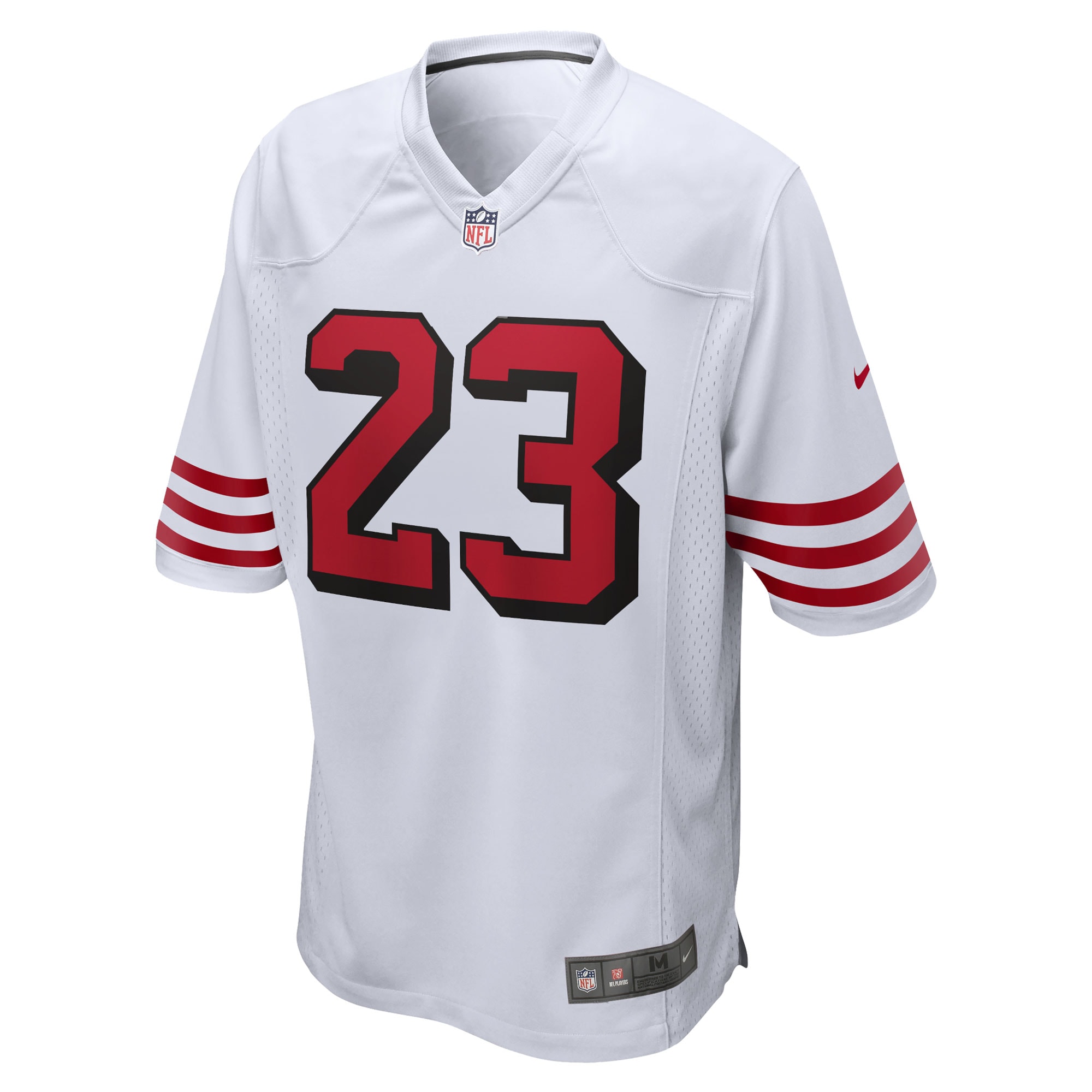 Alternative view of Men's San Francisco 49ers Christian McCaffrey White Game Jersey JS7249 nicesnker
