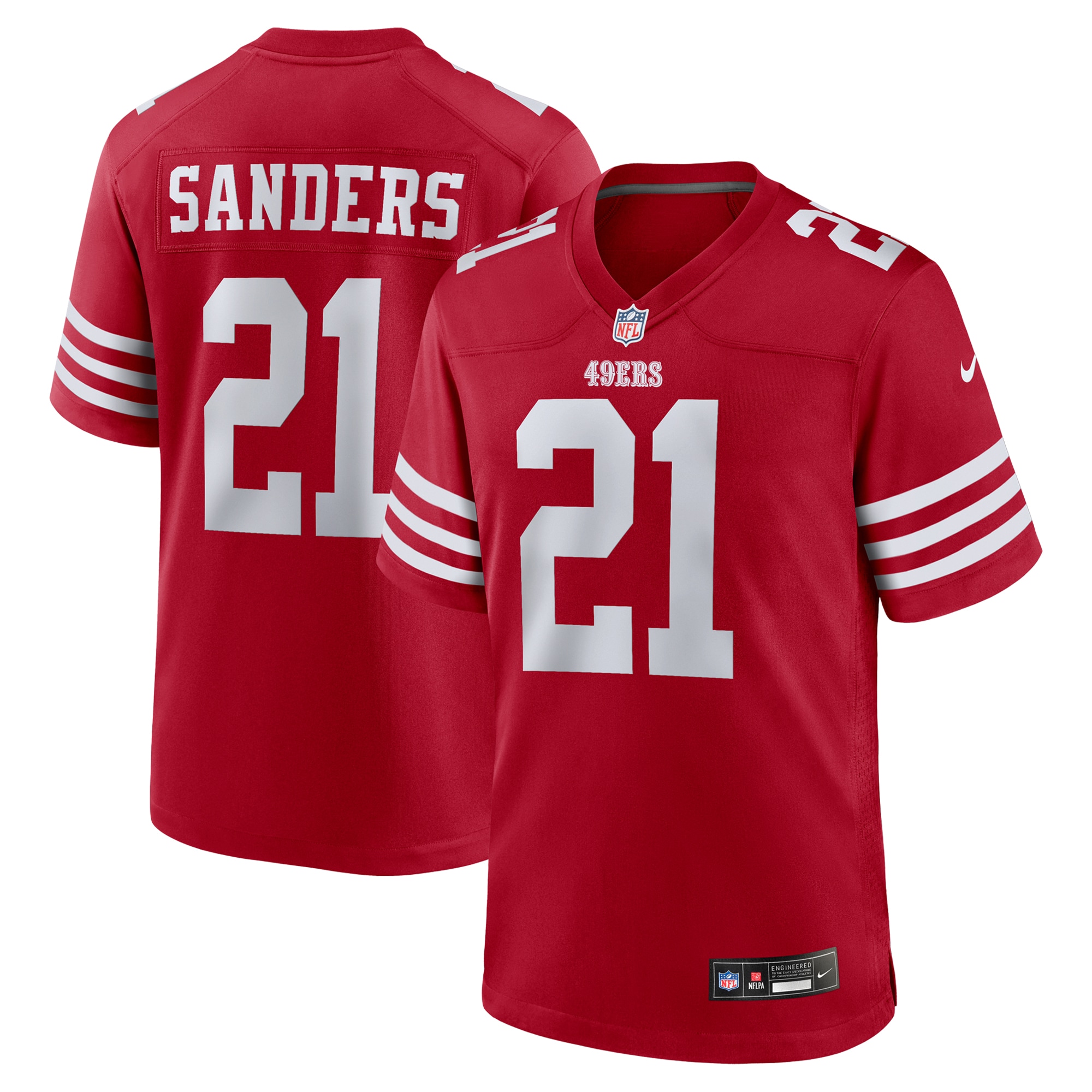 Men's San Francisco 49ers Deion Sanders Scarlet Team Retired Player Game Jersey JS6713 nicesnker