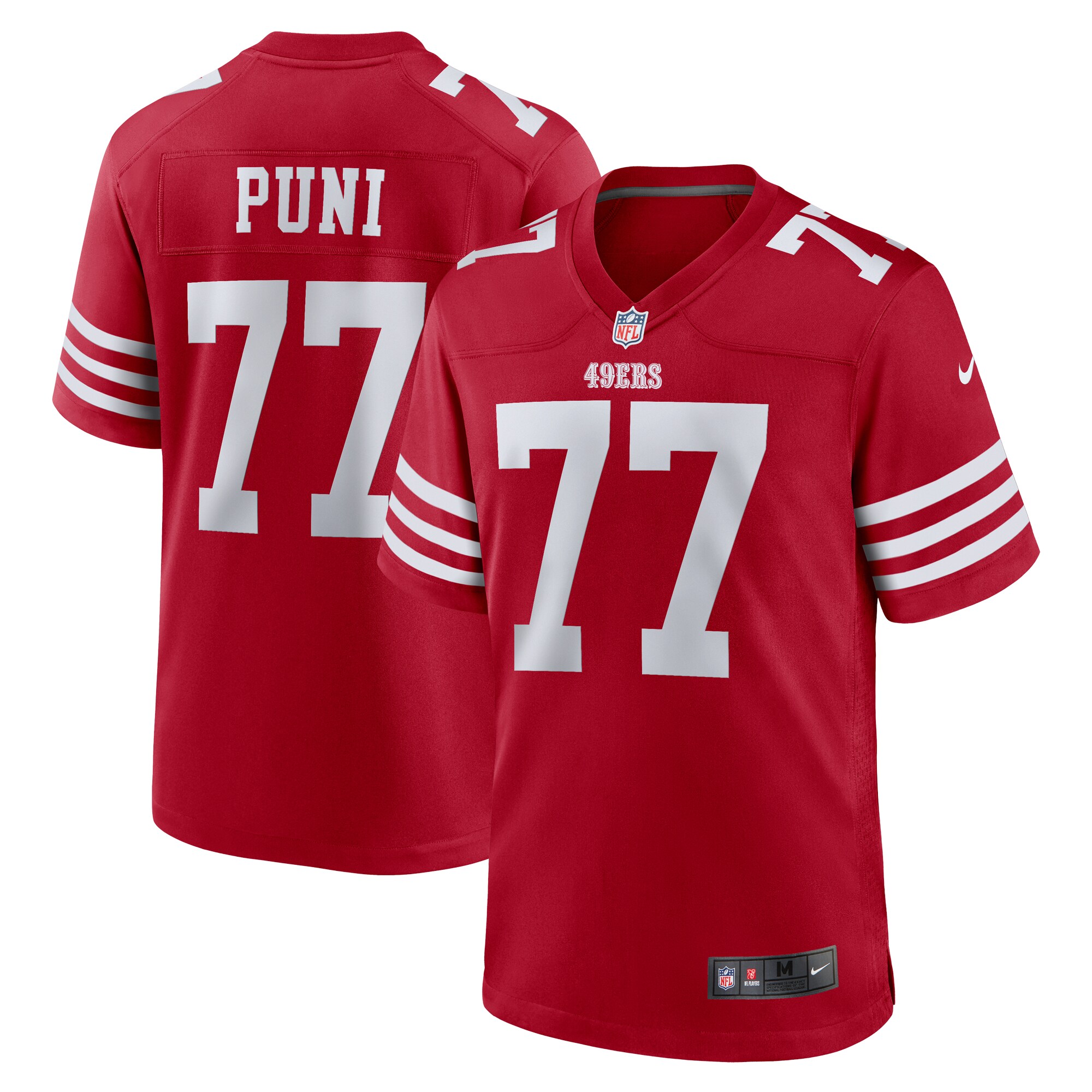 Men's San Francisco 49ers Dominick Puni Scarlet Team Game Jersey JS3866 nicesnker