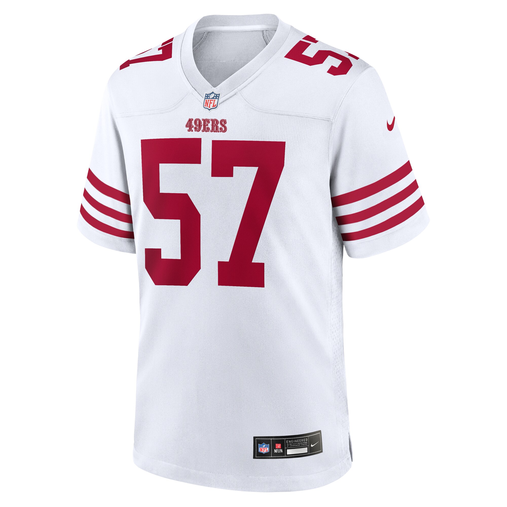 Alternative view of Men's San Francisco 49ers Dre Greenlaw White Team Game Jersey JS4166 nicesnker