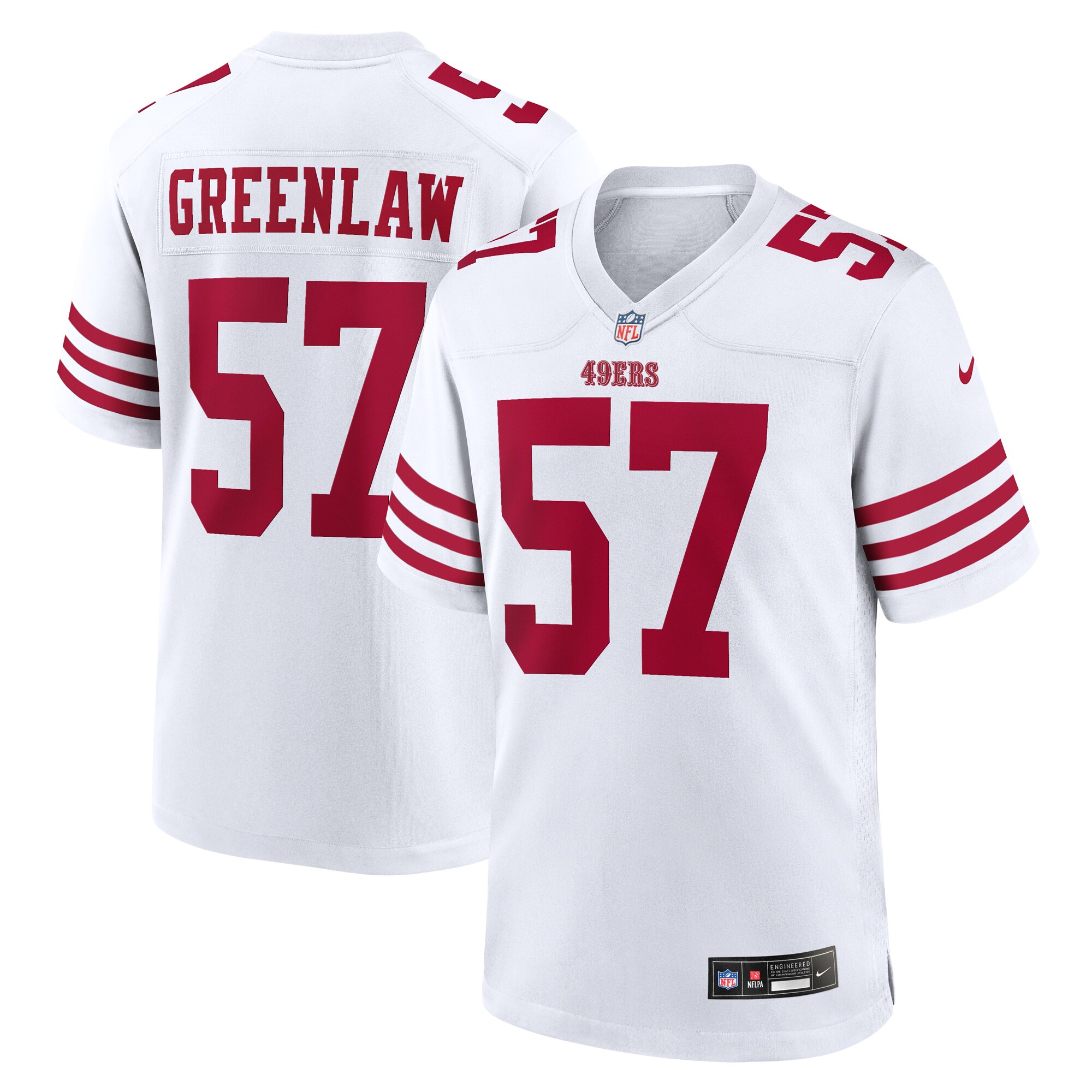 Men's San Francisco 49ers Dre Greenlaw White Team Game Jersey JS4166 nicesnker