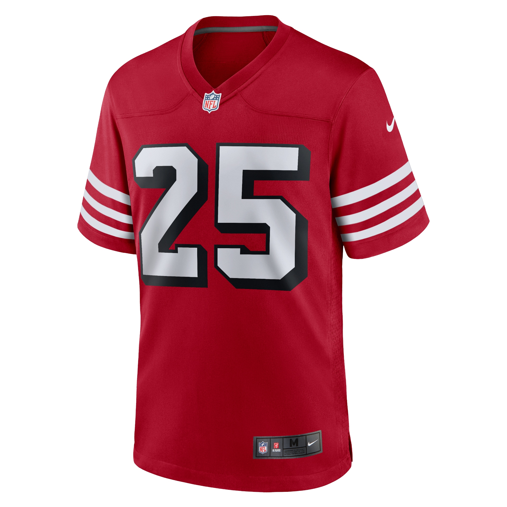 Alternative view of Men's San Francisco 49ers Elijah Mitchell Scarlet Alternate Team Game Jersey JS8883 nicesnker