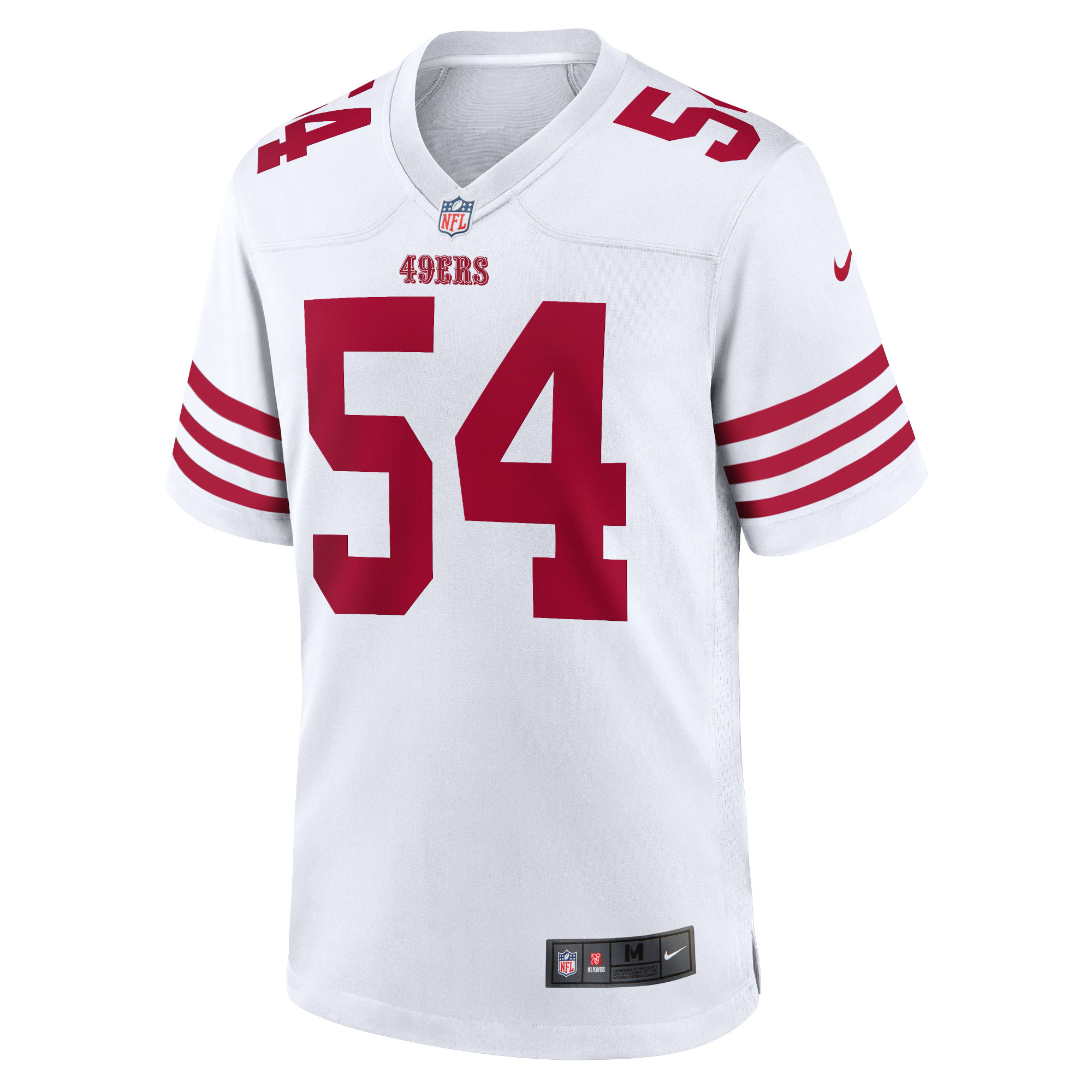 Alternative view of Men's San Francisco 49ers Fred Warner White Team Game Player Jersey JS6885 nicesnker