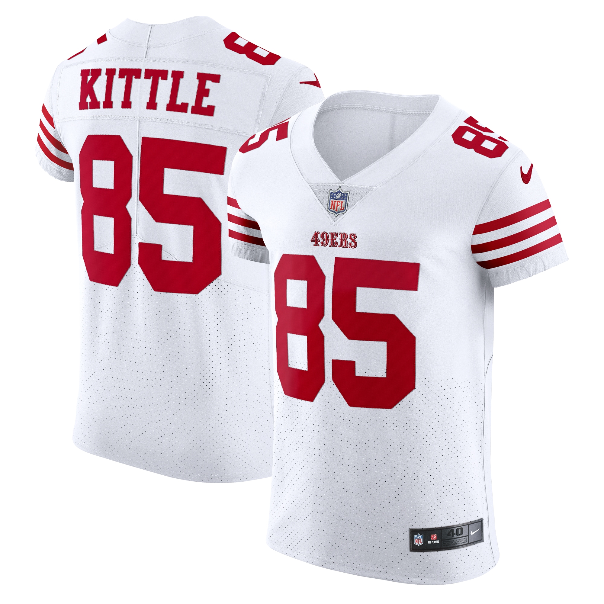 Men's San Francisco 49ers George Kittle White Vapor Elite Jersey JS6579 nicesnker