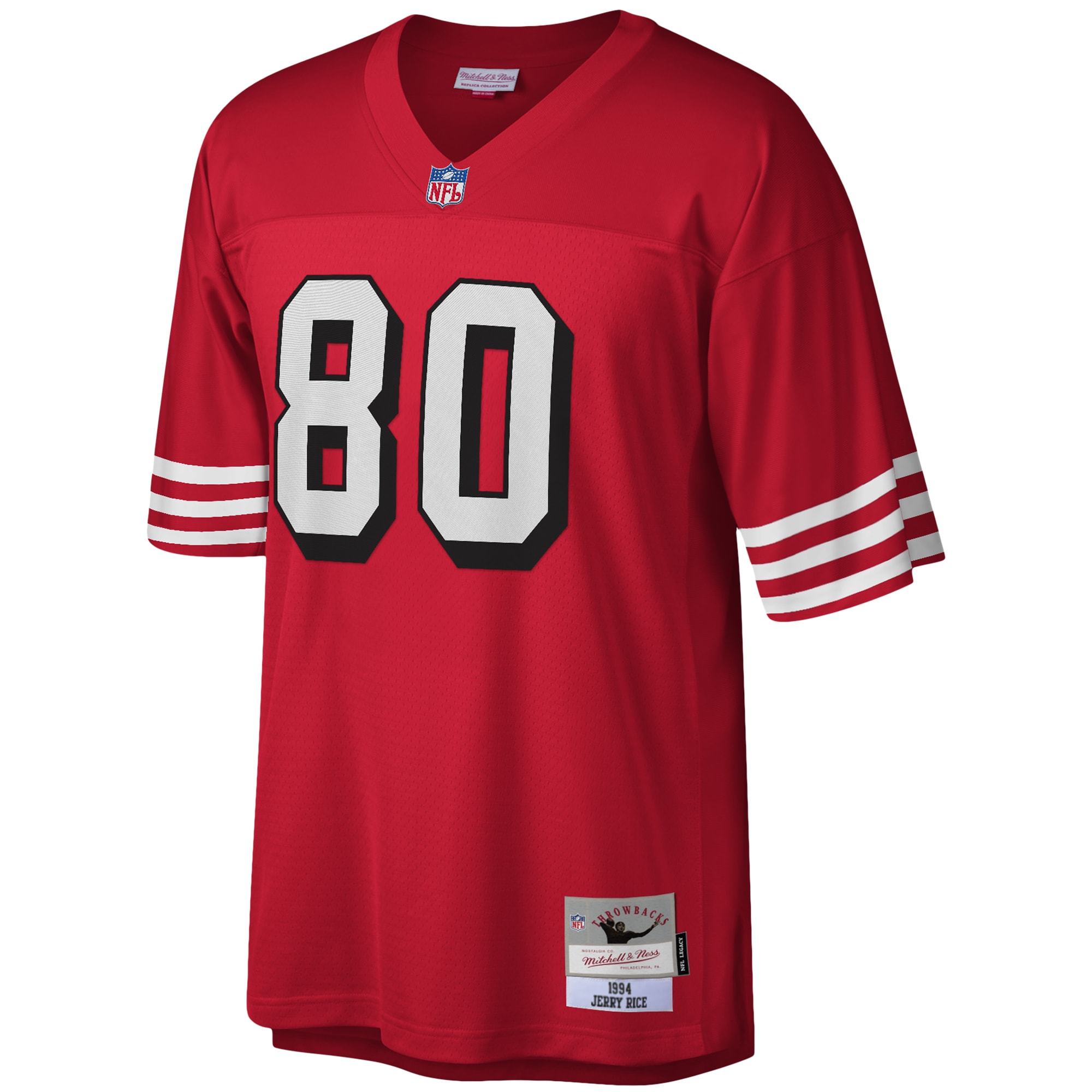 Alternative view of Men's San Francisco 49ers Jerry Rice Mitchell & Ness Scarlet Legacy Jersey JS2351 nicesnker
