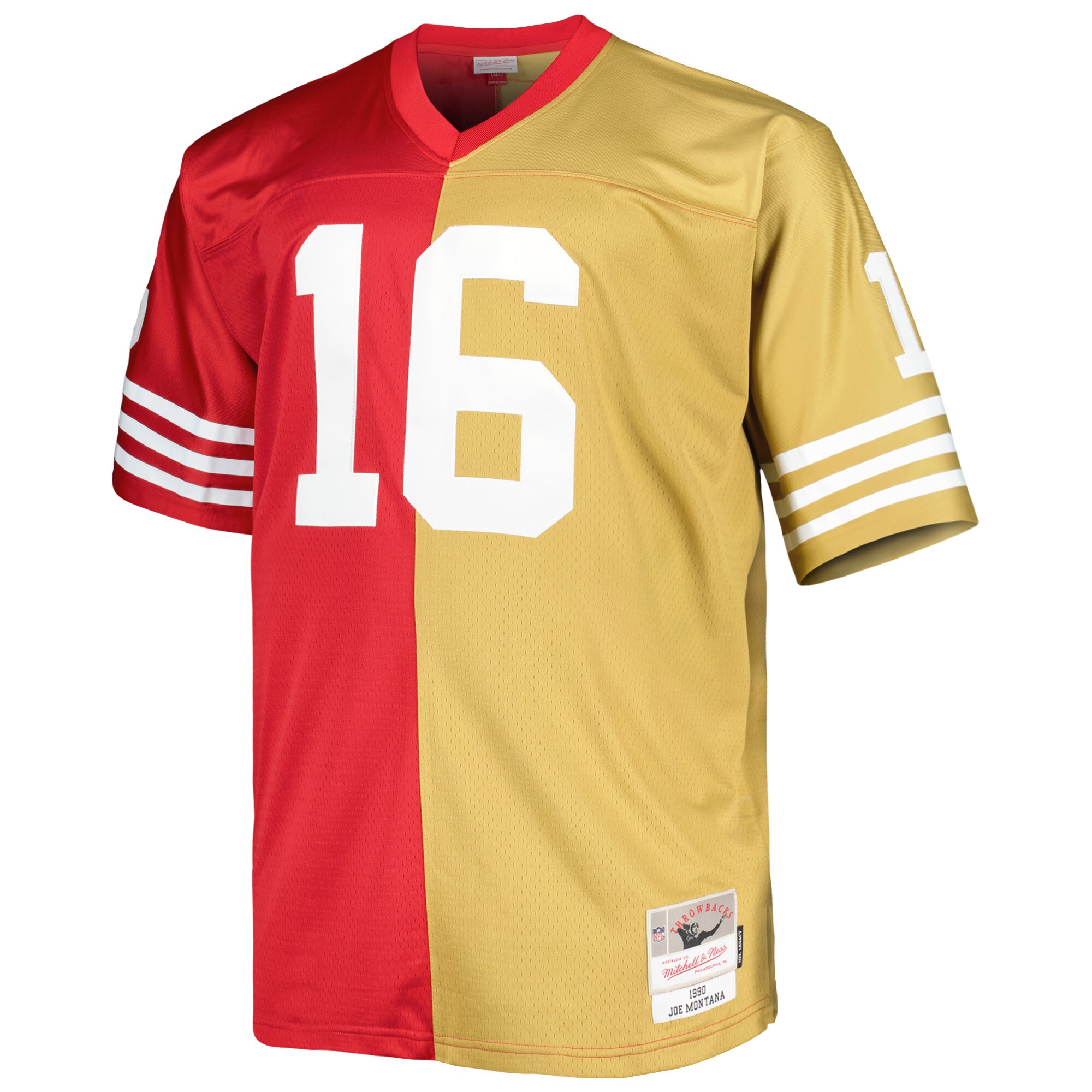 Alternative view of Men's San Francisco 49ers Joe Montana Mitchell & Ness Scarlet/Gold Big & Tall Split Legacy Retired Player Jersey JS9860 nicesnker