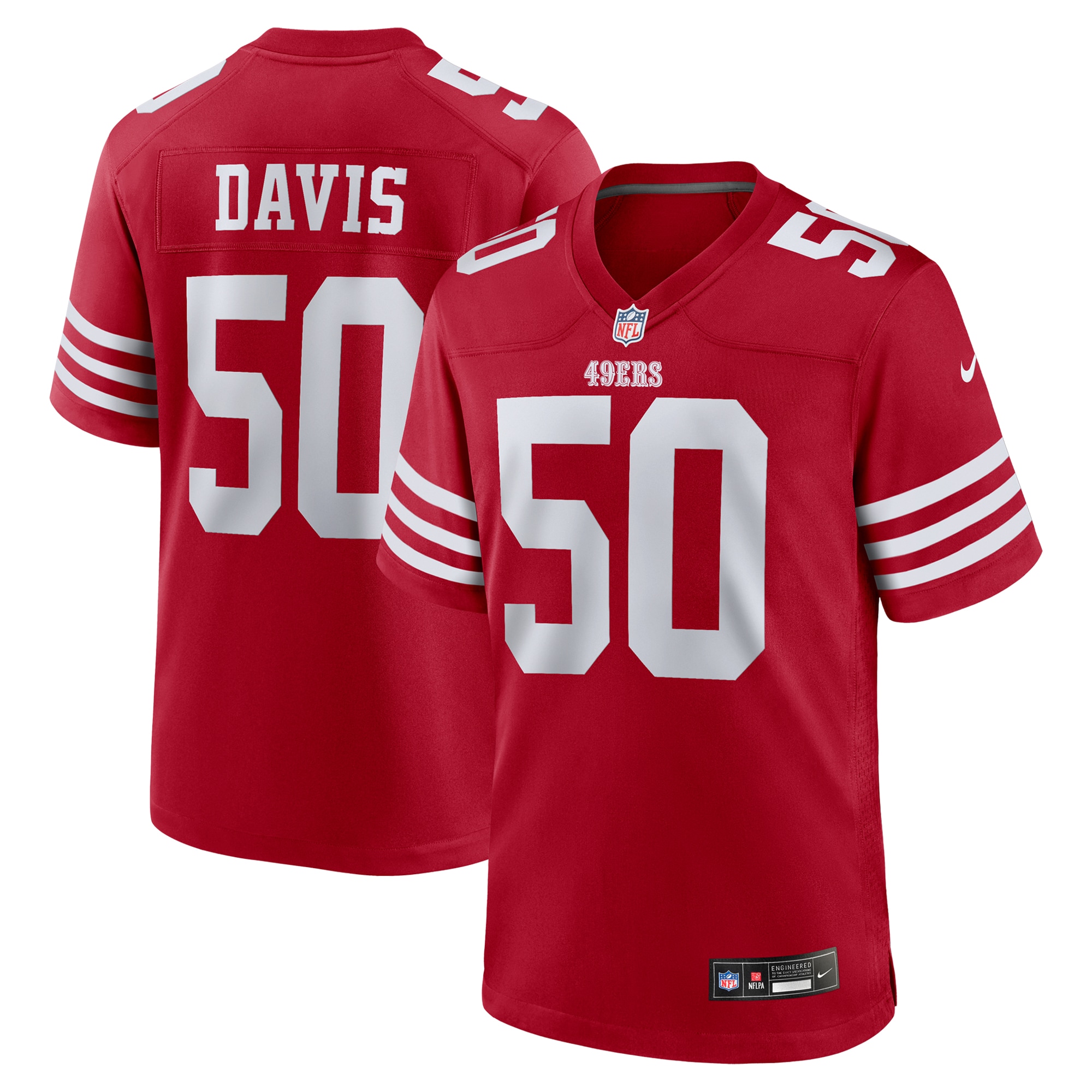 Men's San Francisco 49ers Khalil Davis Scarlet Team Game Jersey JS3959 nicesnker