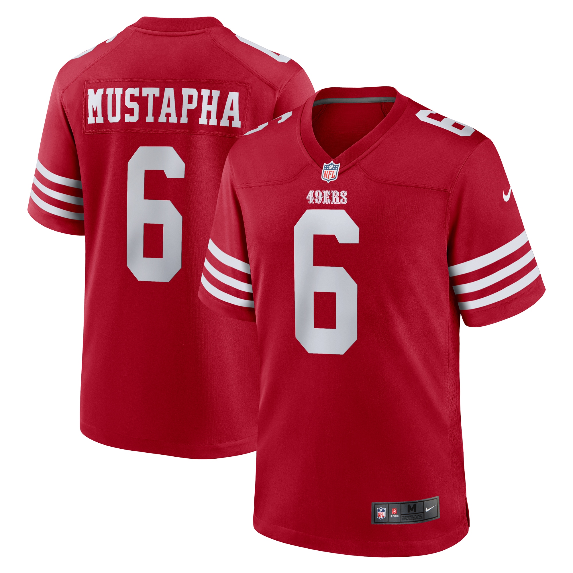Men's San Francisco 49ers Malik Mustapha Scarlet Game Jersey JS5821 nicesnker