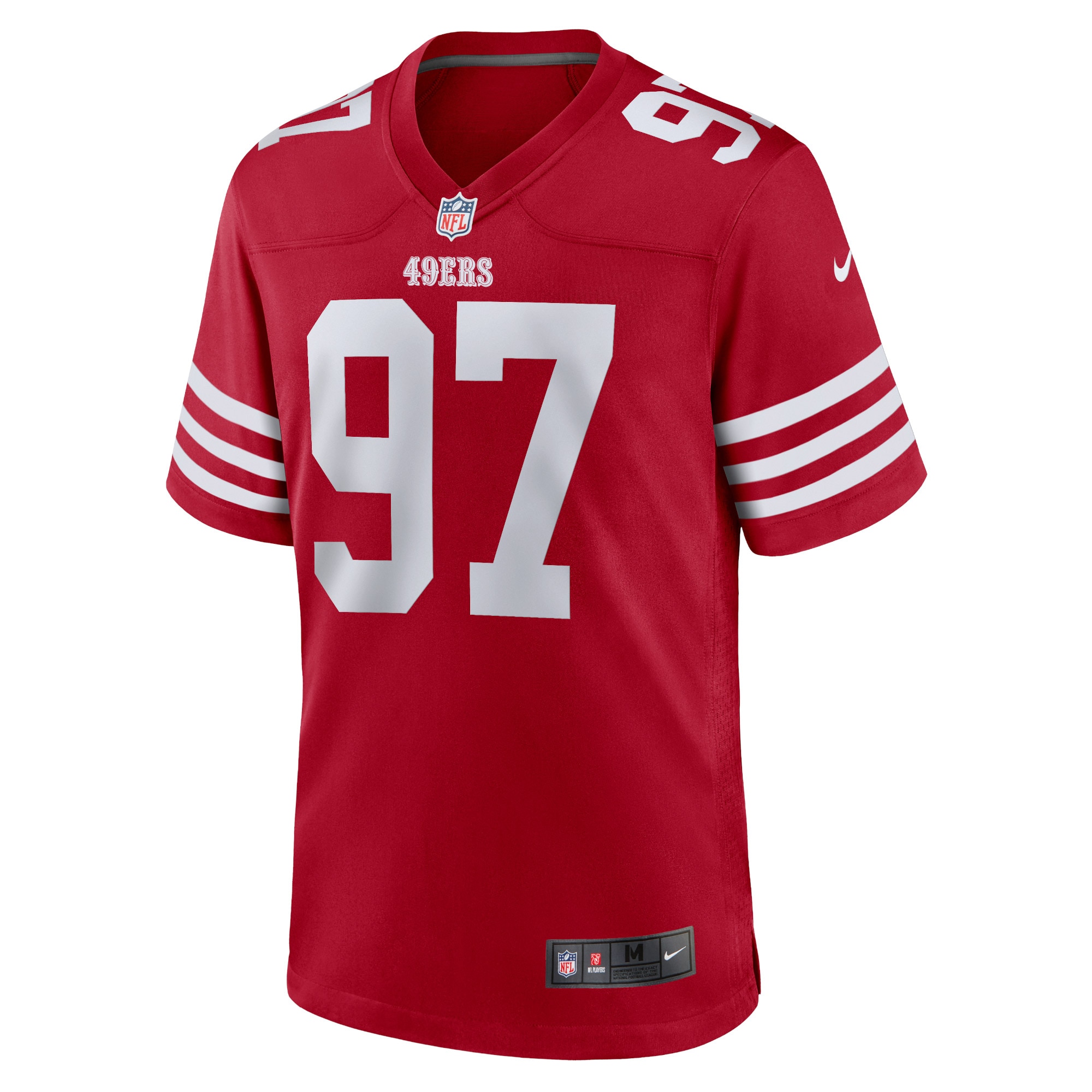 Alternative view of Men's San Francisco 49ers Nick Bosa Scarlet Team Game Jersey JS8965 nicesnker