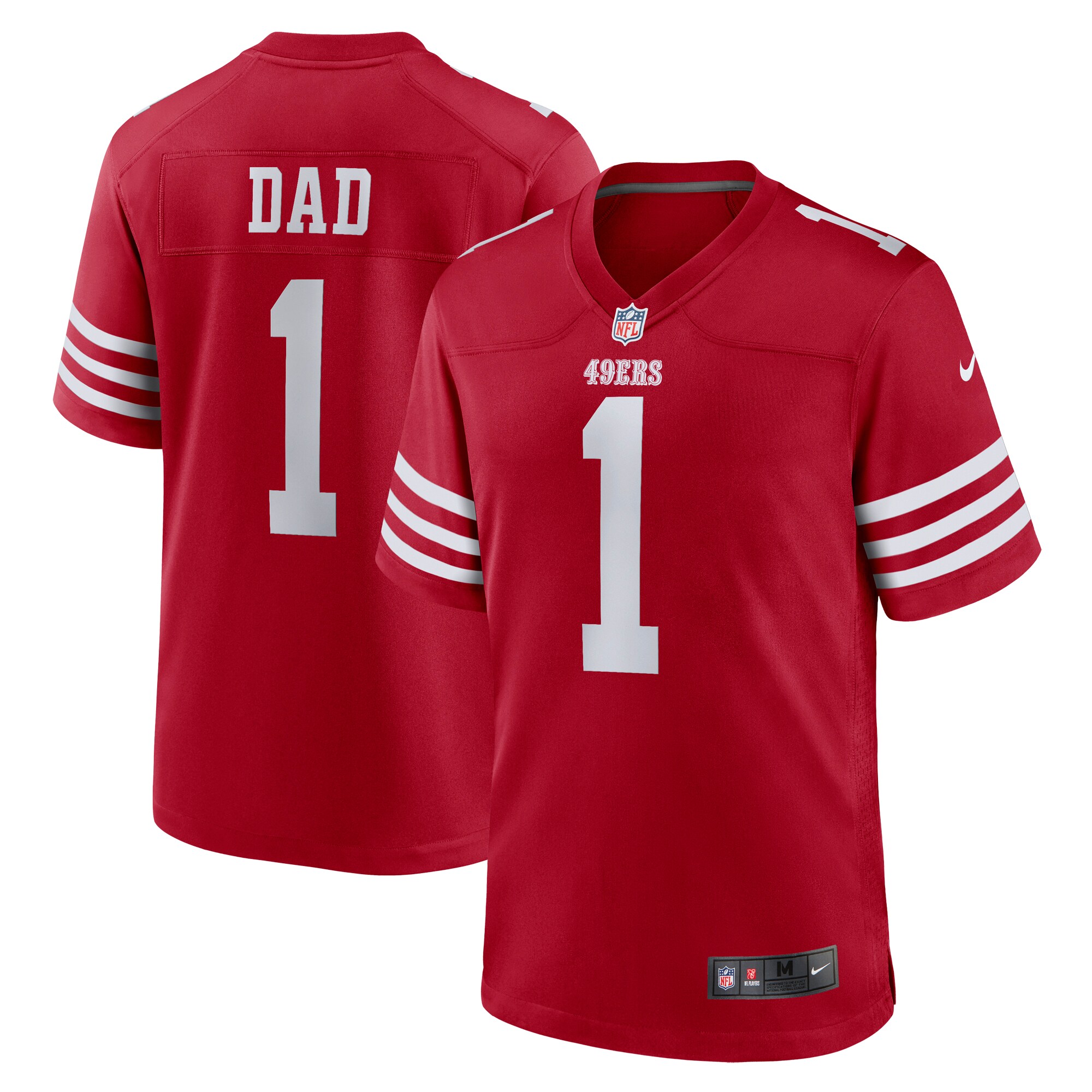 Men's San Francisco 49ers Number 1 Dad Scarlet Game Jersey JS7060 nicesnker