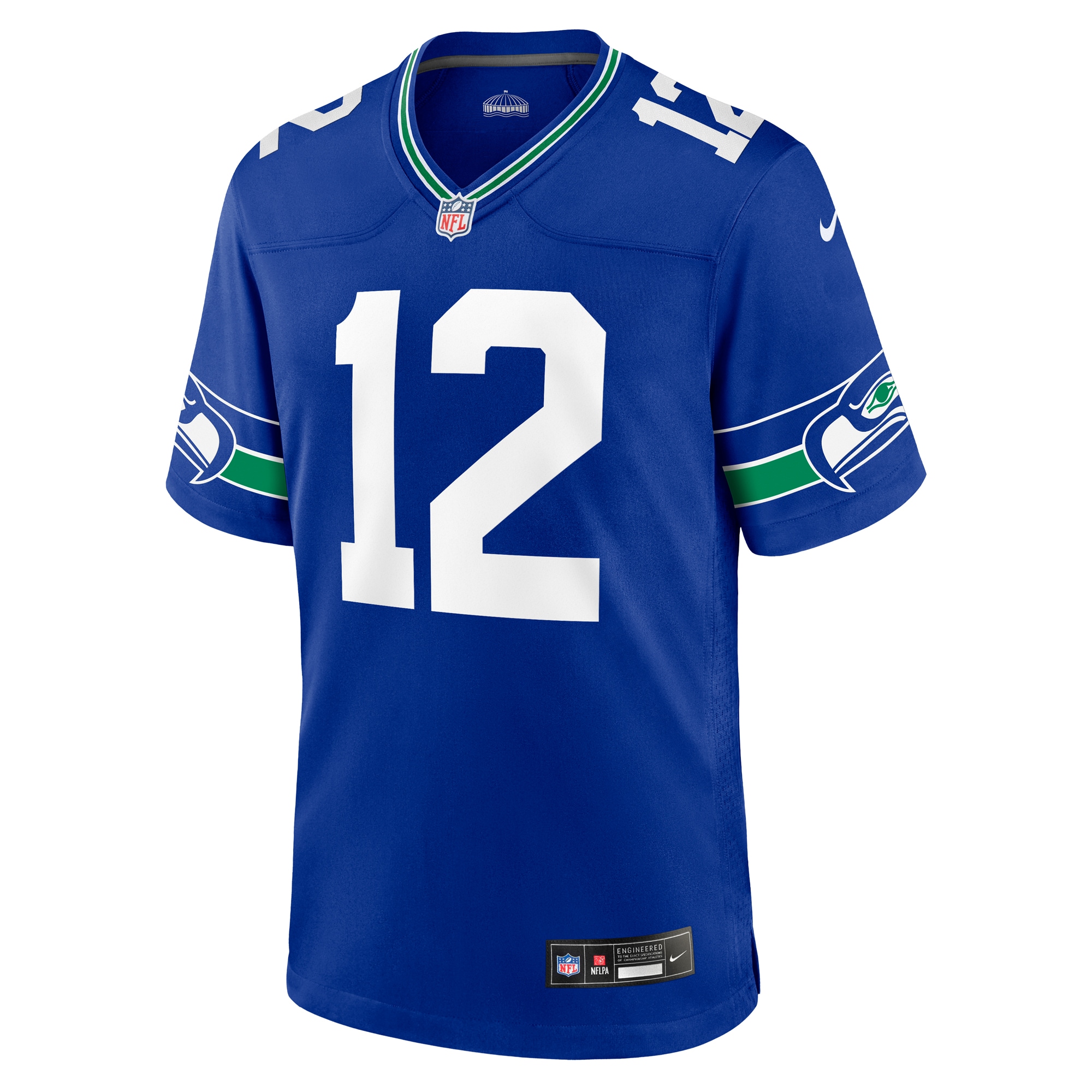Alternative view of Men's Seattle Seahawks 12s Royal Throwback Player Game Jersey JS8731 nicesnker
