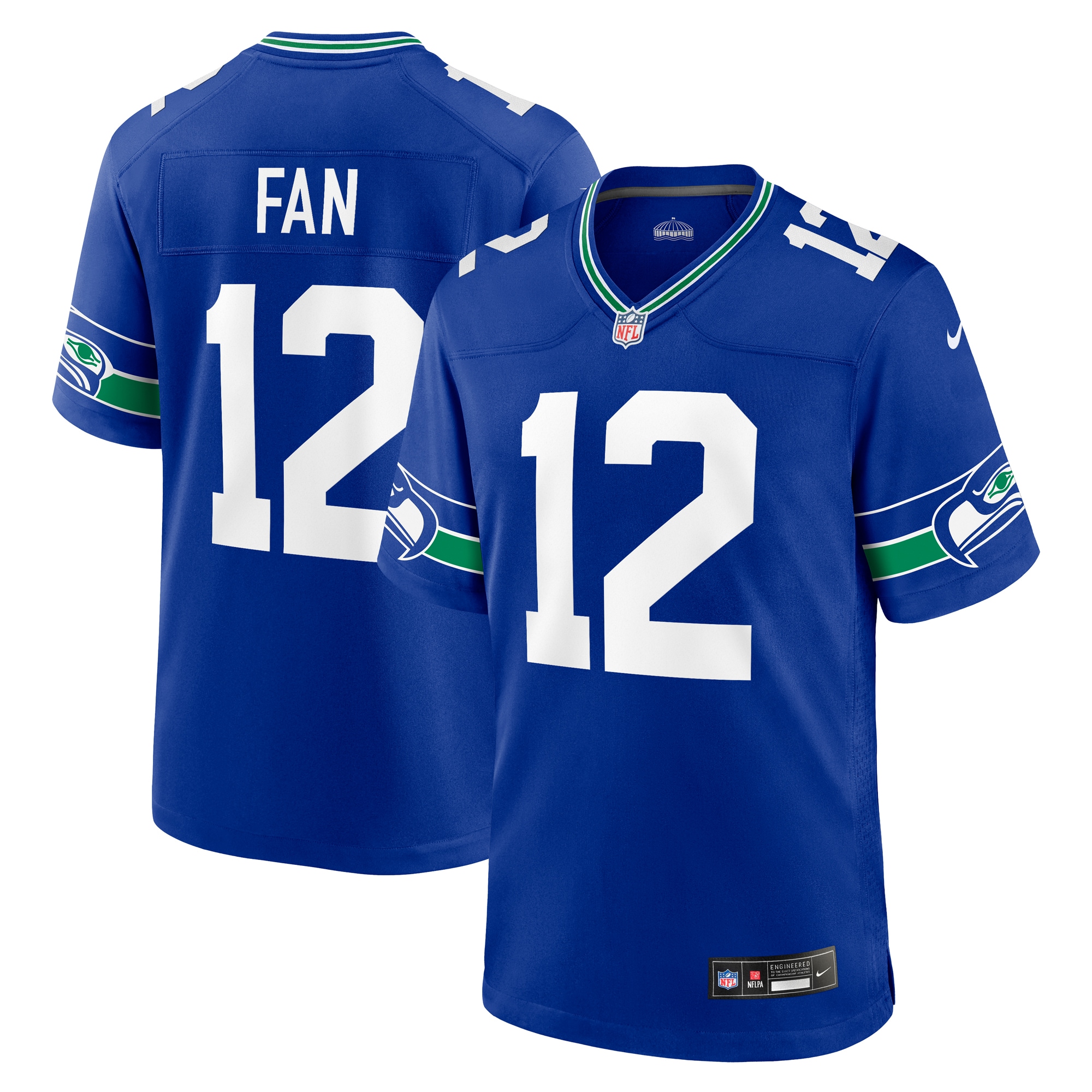Men's Seattle Seahawks 12s Royal Throwback Player Game Jersey JS8731 nicesnker