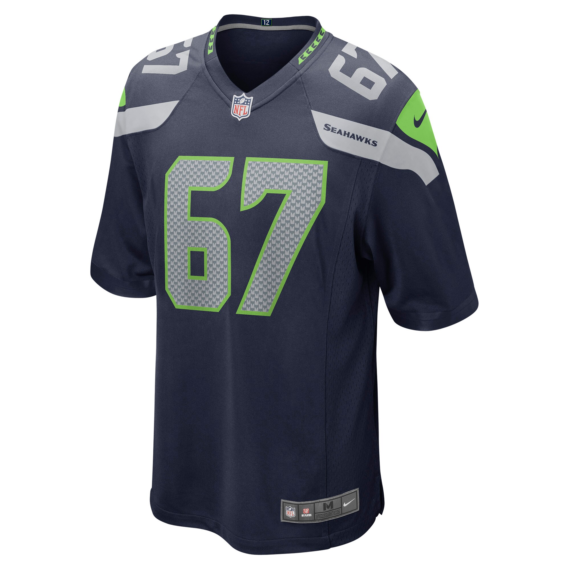 Alternative view of Men's Seattle Seahawks Charles Cross Navy Player Game Jersey JS1751 nicesnker