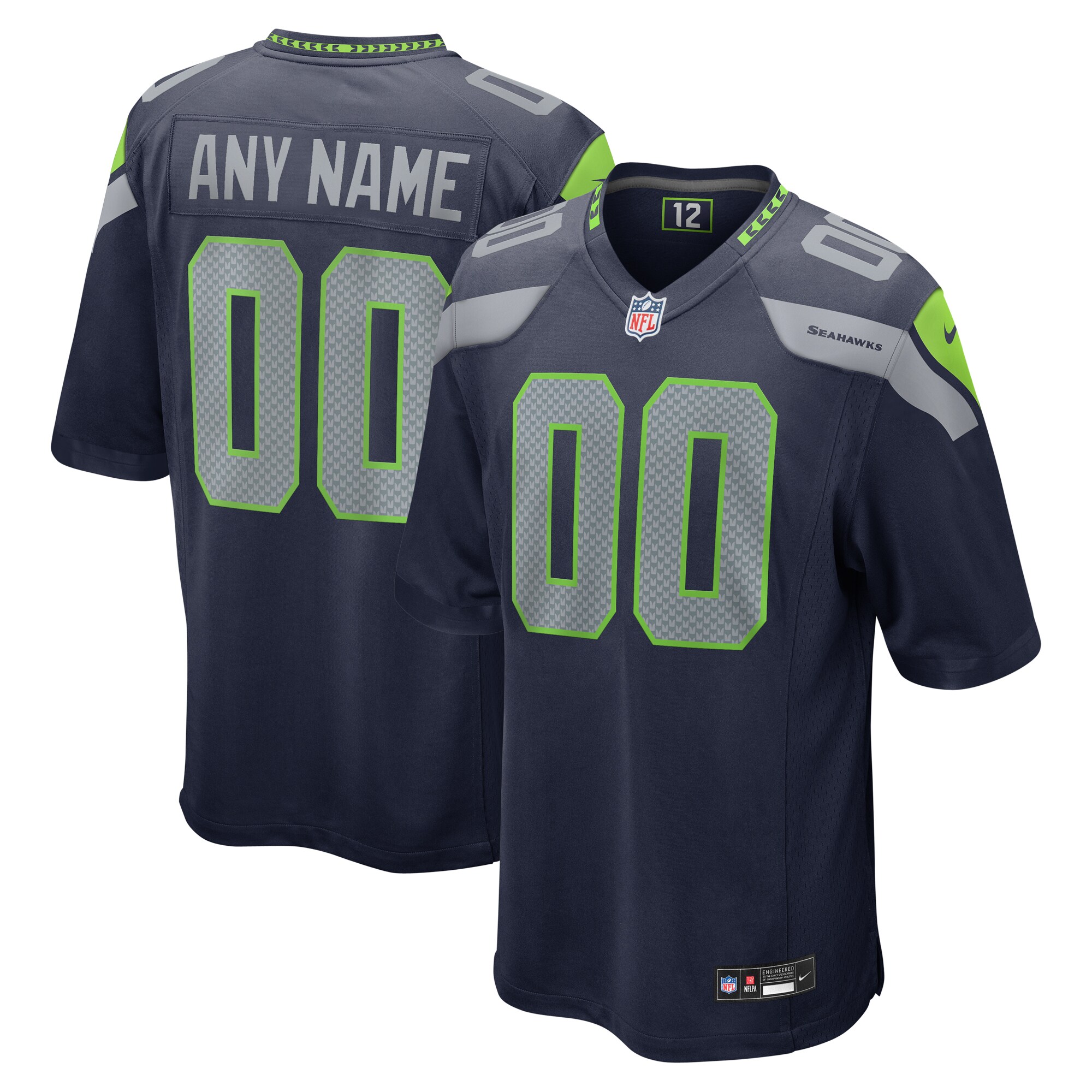 Men's Seattle Seahawks College Navy Custom Game Jersey JS7199 nicesnker