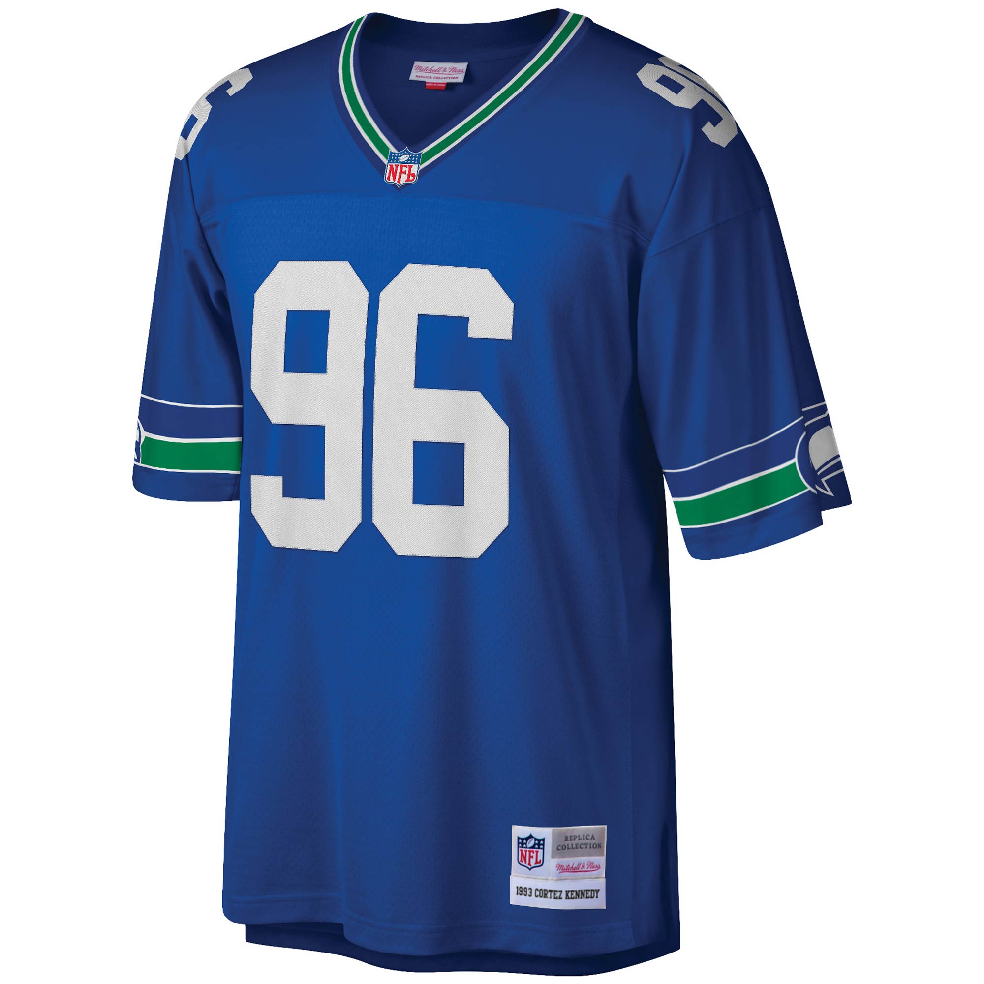 Alternative view of Men's Seattle Seahawks Cortez Kennedy Mitchell & Ness Royal Legacy Jersey JS1968 nicesnker