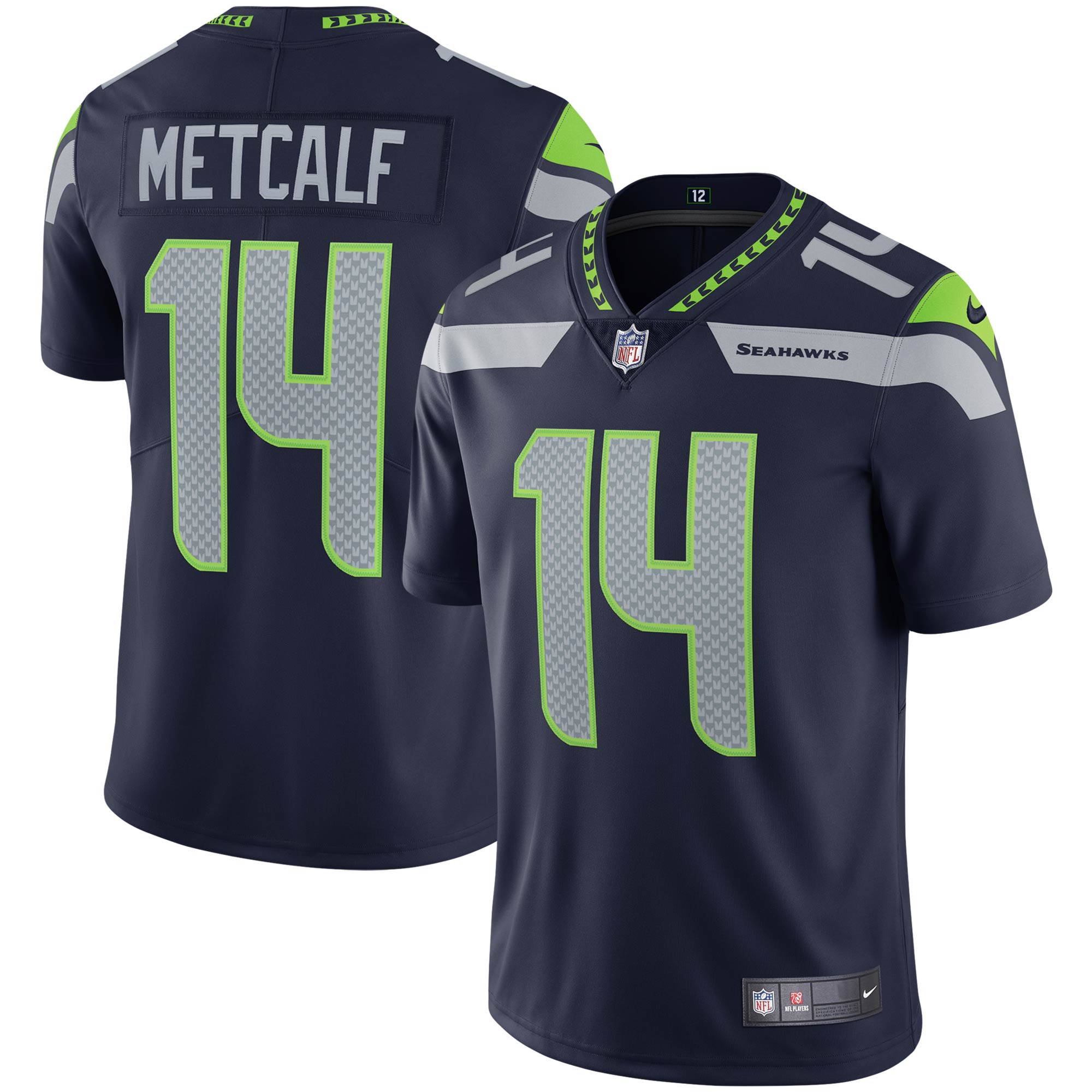 Men's Seattle Seahawks DK Metcalf College Navy Vapor Limited Jersey JS5451 nicesnker
