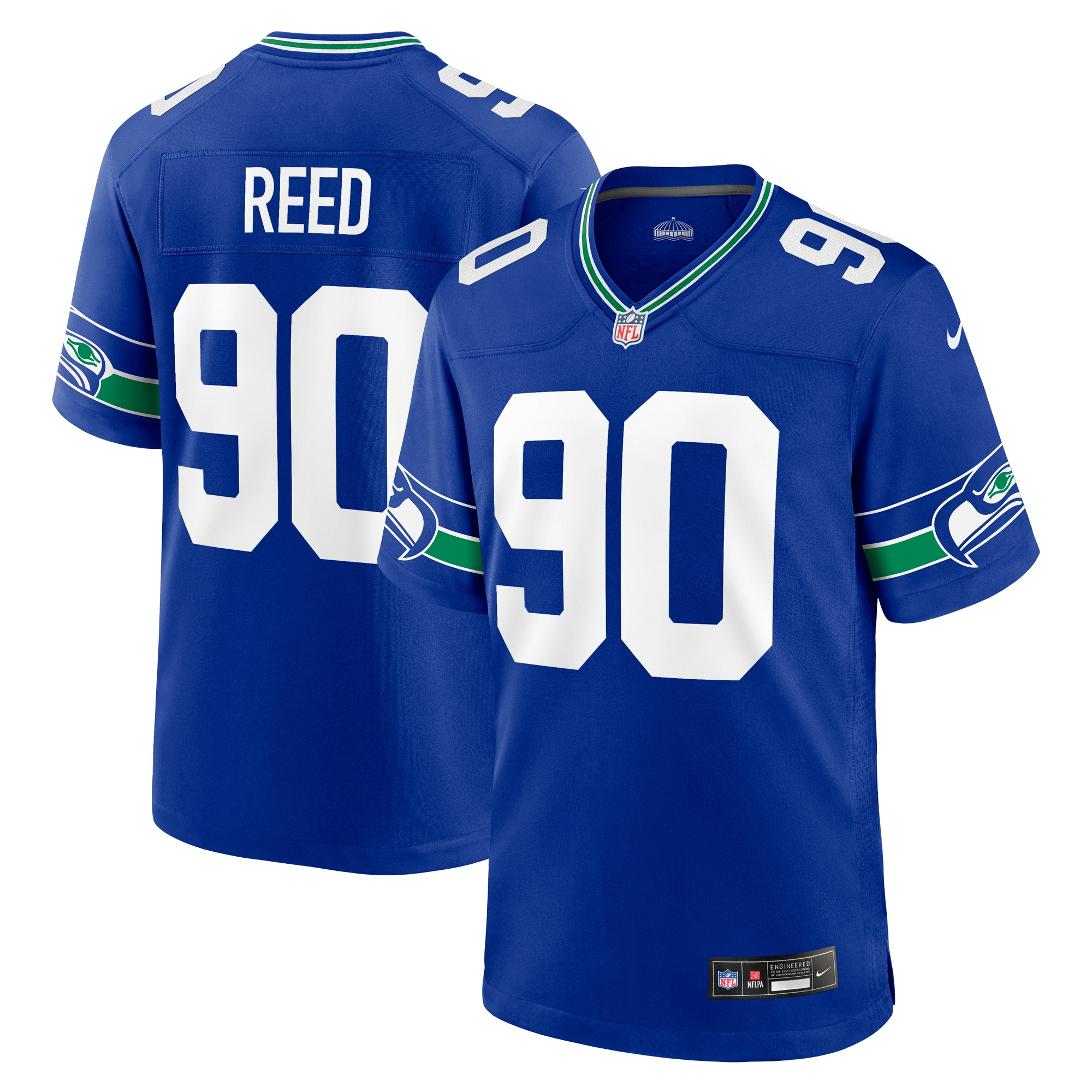 Men's Seattle Seahawks Jarran Reed Royal Throwback Player Game Jersey JS4499 nicesnker