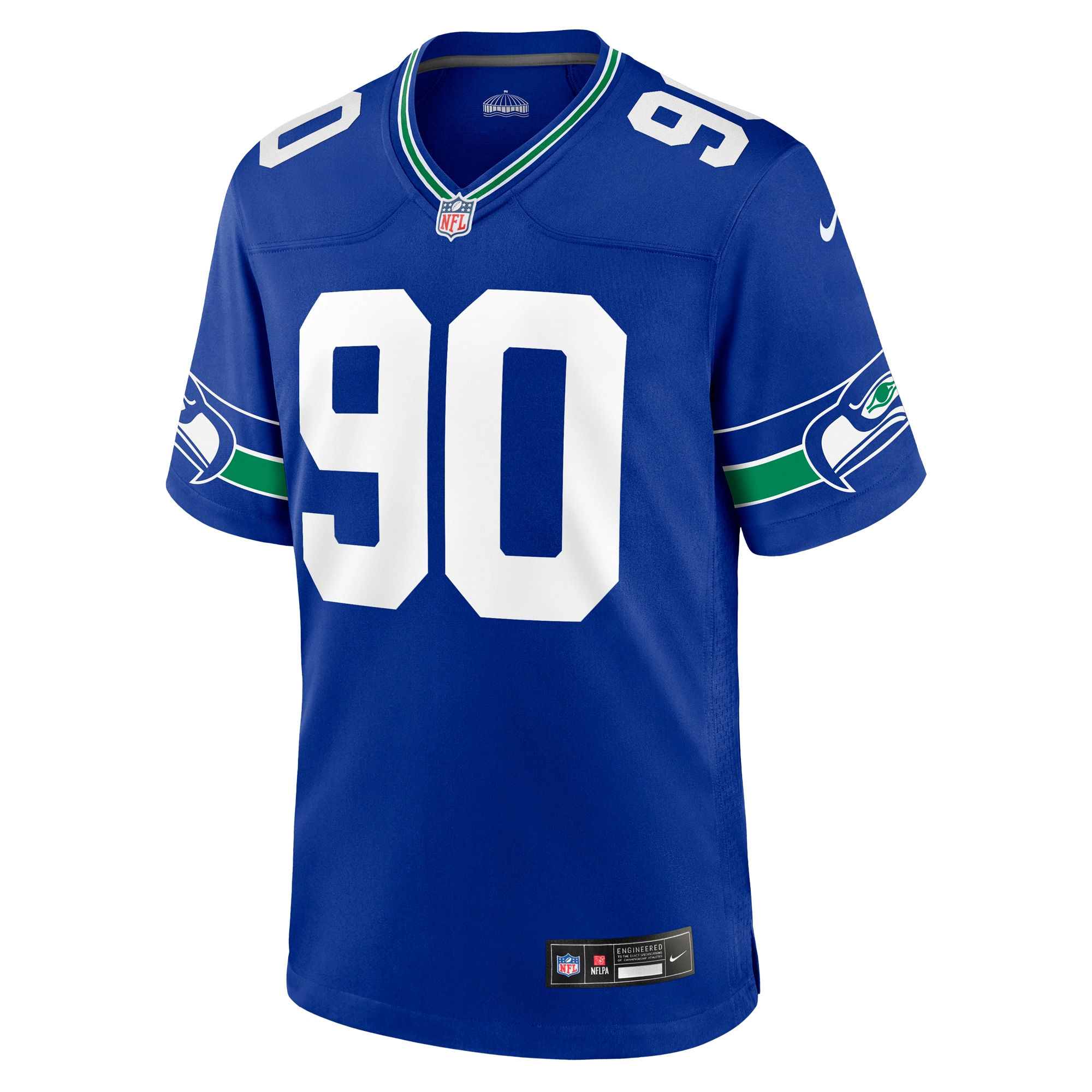 Alternative view of Men's Seattle Seahawks Jarran Reed Royal Throwback Player Game Jersey JS4499 nicesnker