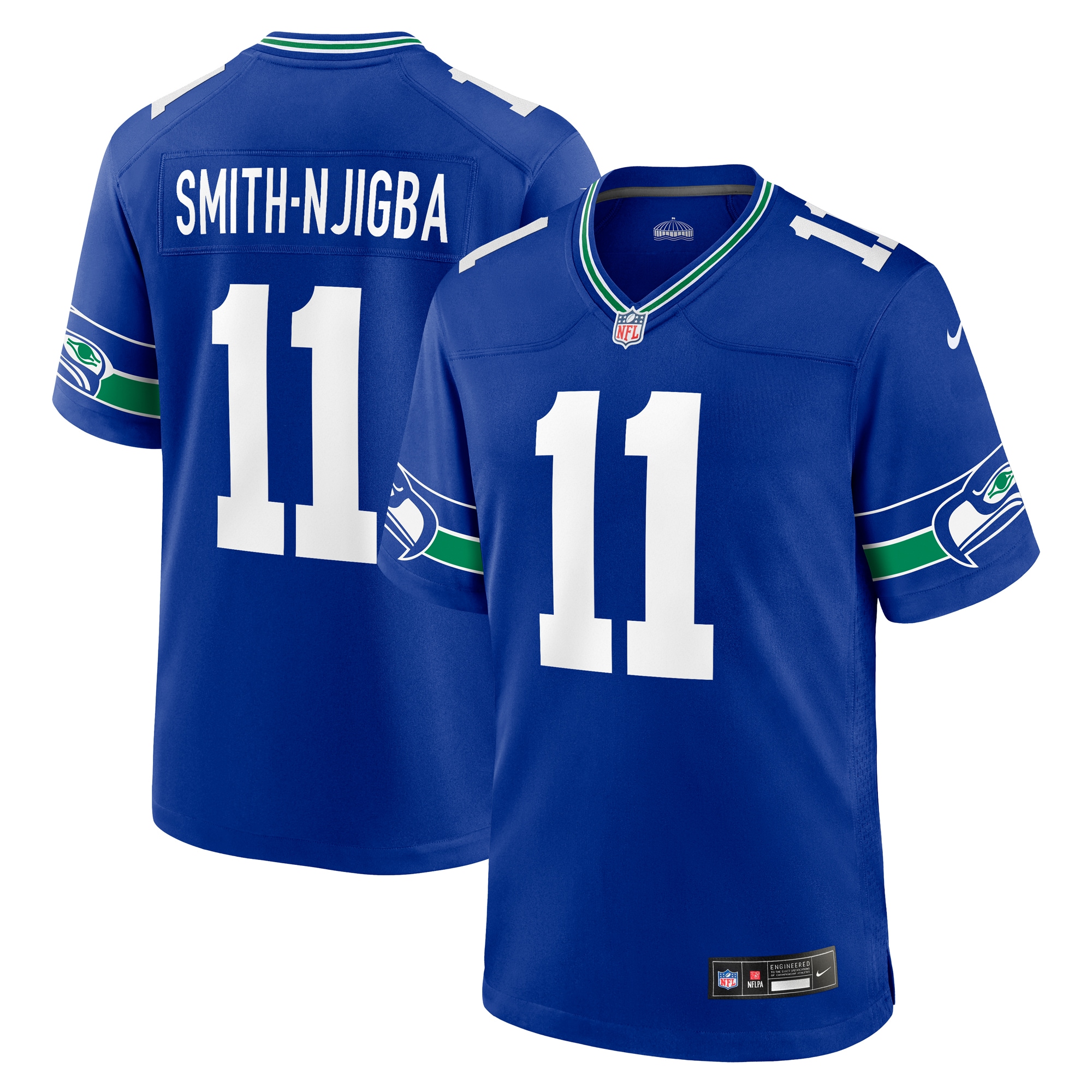 Men's Seattle Seahawks Jaxon Smith-Njigba Royal Throwback Player Game Jersey JS9425 nicesnker
