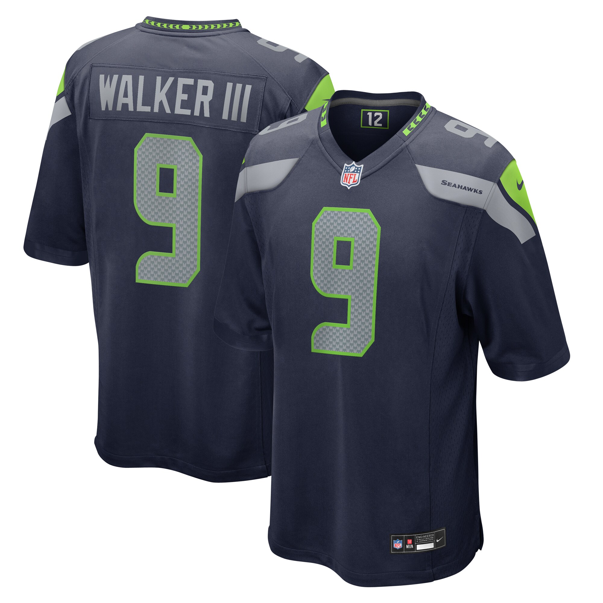 Men's Seattle Seahawks Kenneth Walker III College Navy Team Game Jersey JS5787 nicesnker