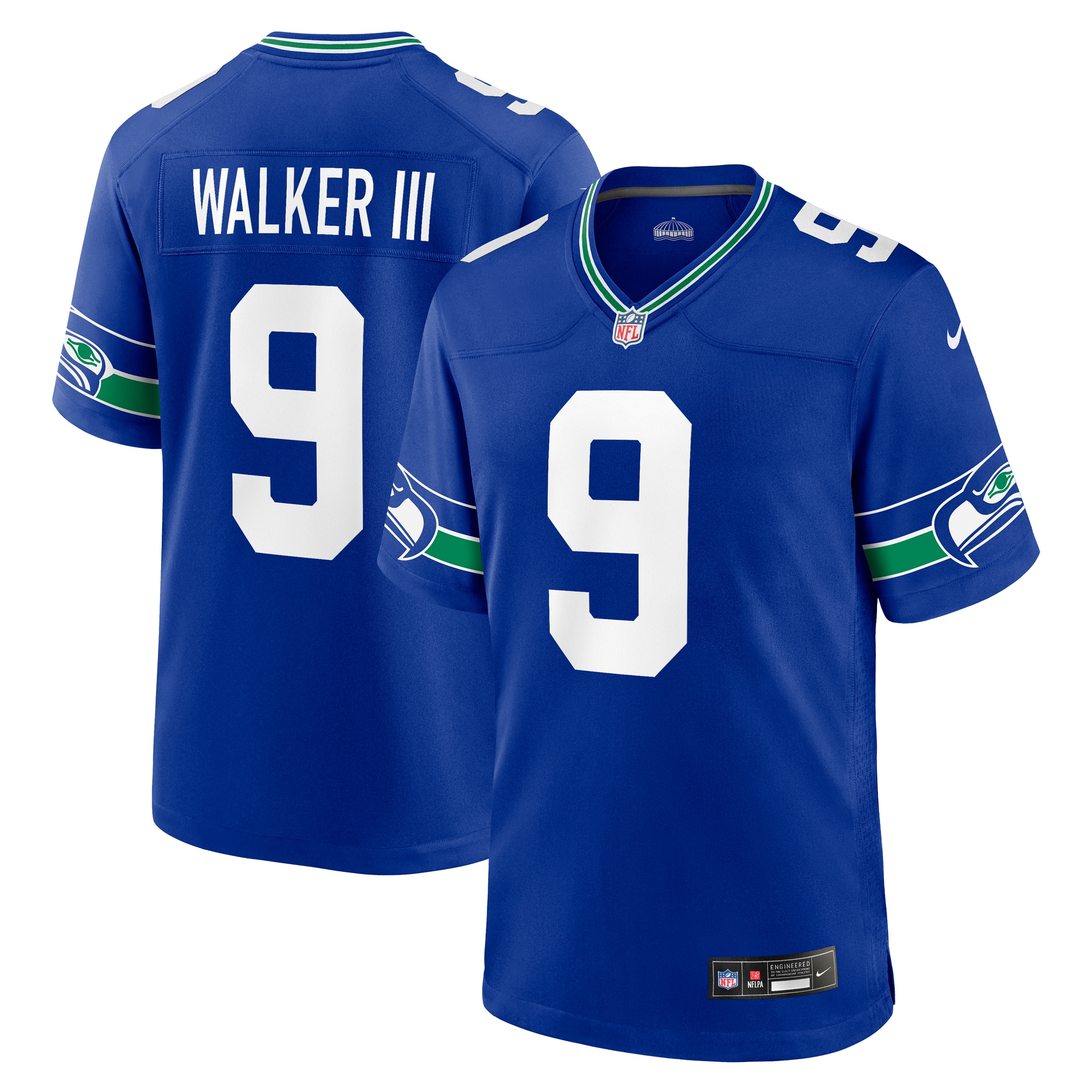 Men's Seattle Seahawks Kenneth Walker III Royal Throwback Player Game Jersey JS2811 nicesnker