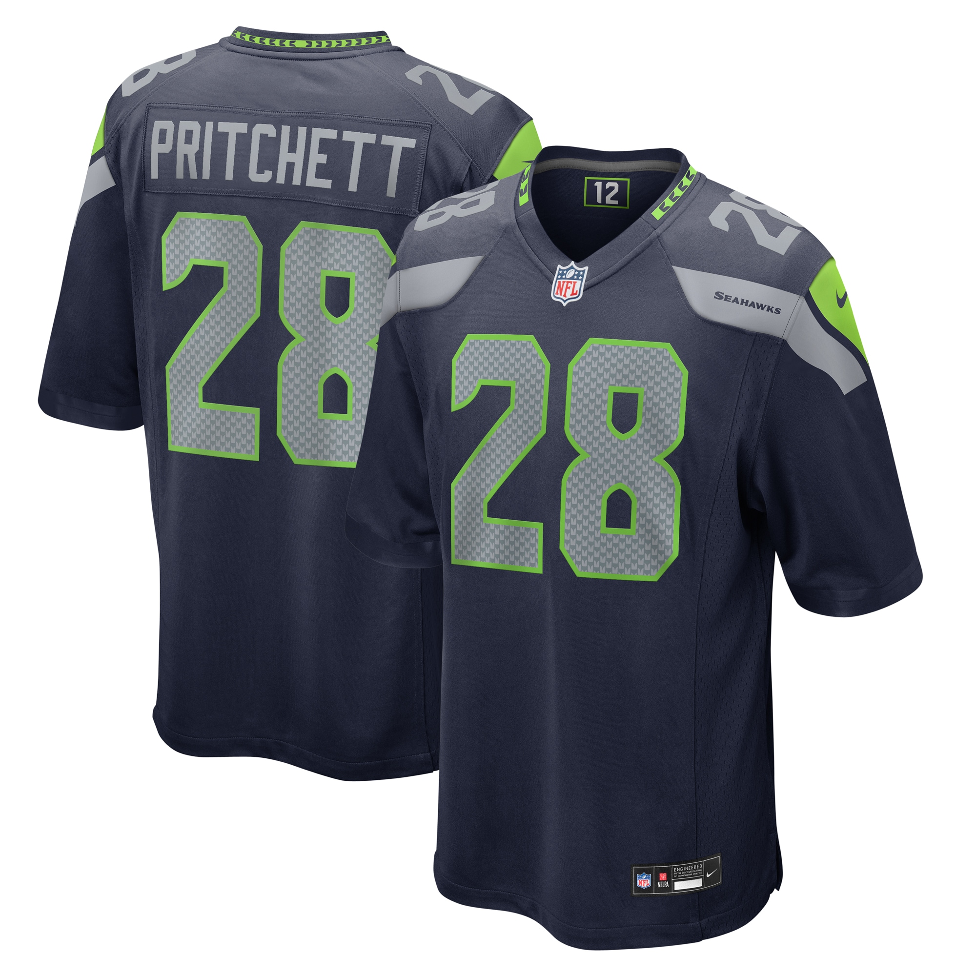 Men's Seattle Seahawks Nehemiah Pritchett College Navy Game Jersey JS2096 nicesnker